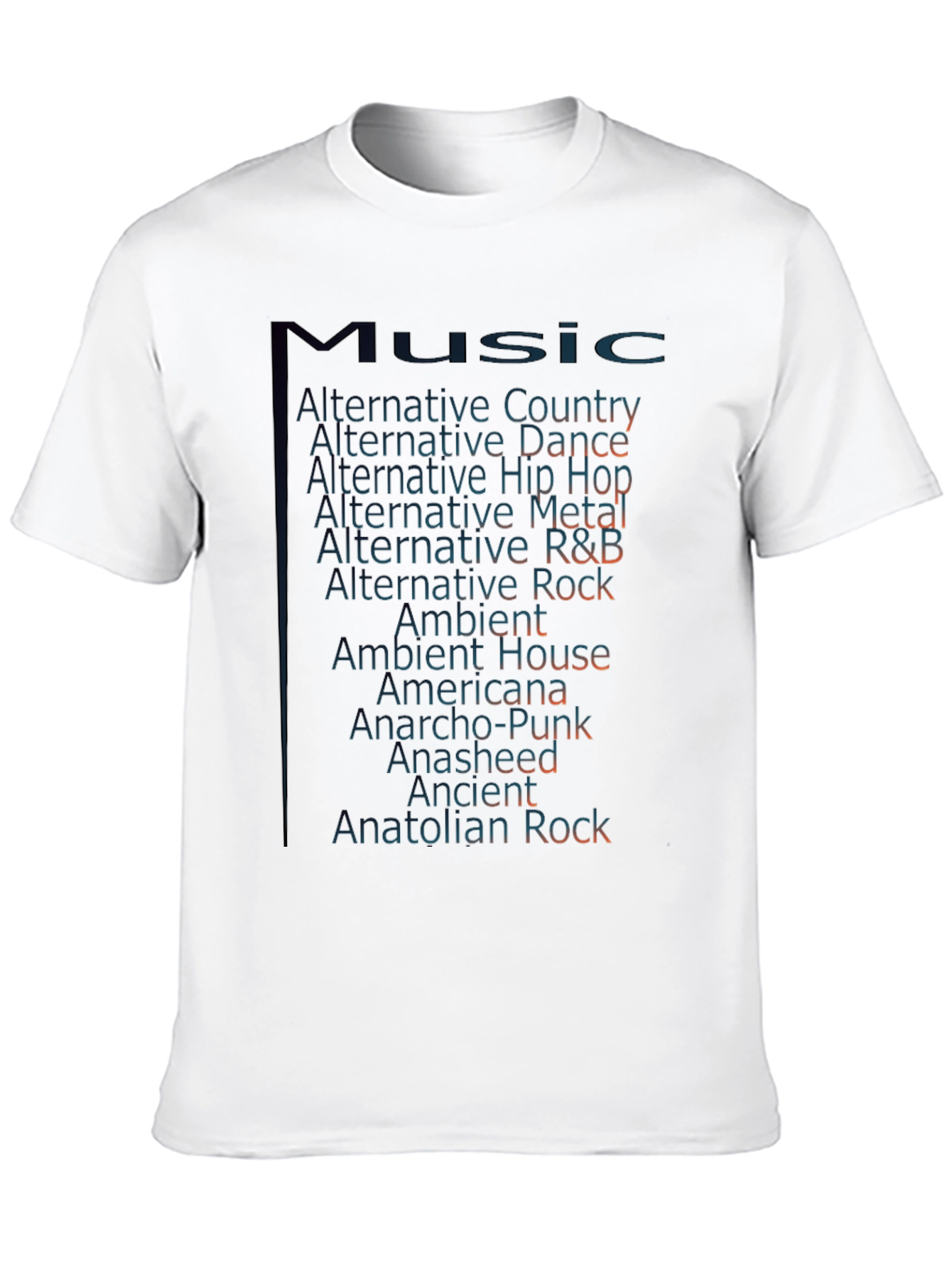 Music Genre T-Shirt - Alternative Rock Ambient Americana