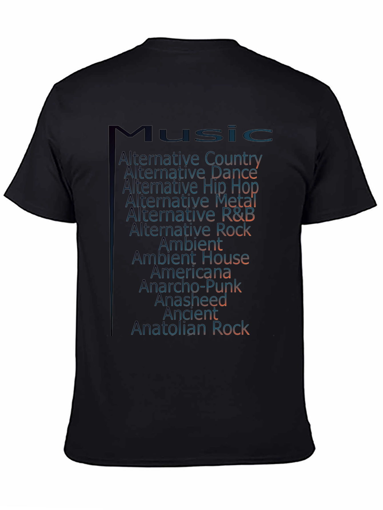 Music Genre T-Shirt - Alternative Rock Ambient Americana