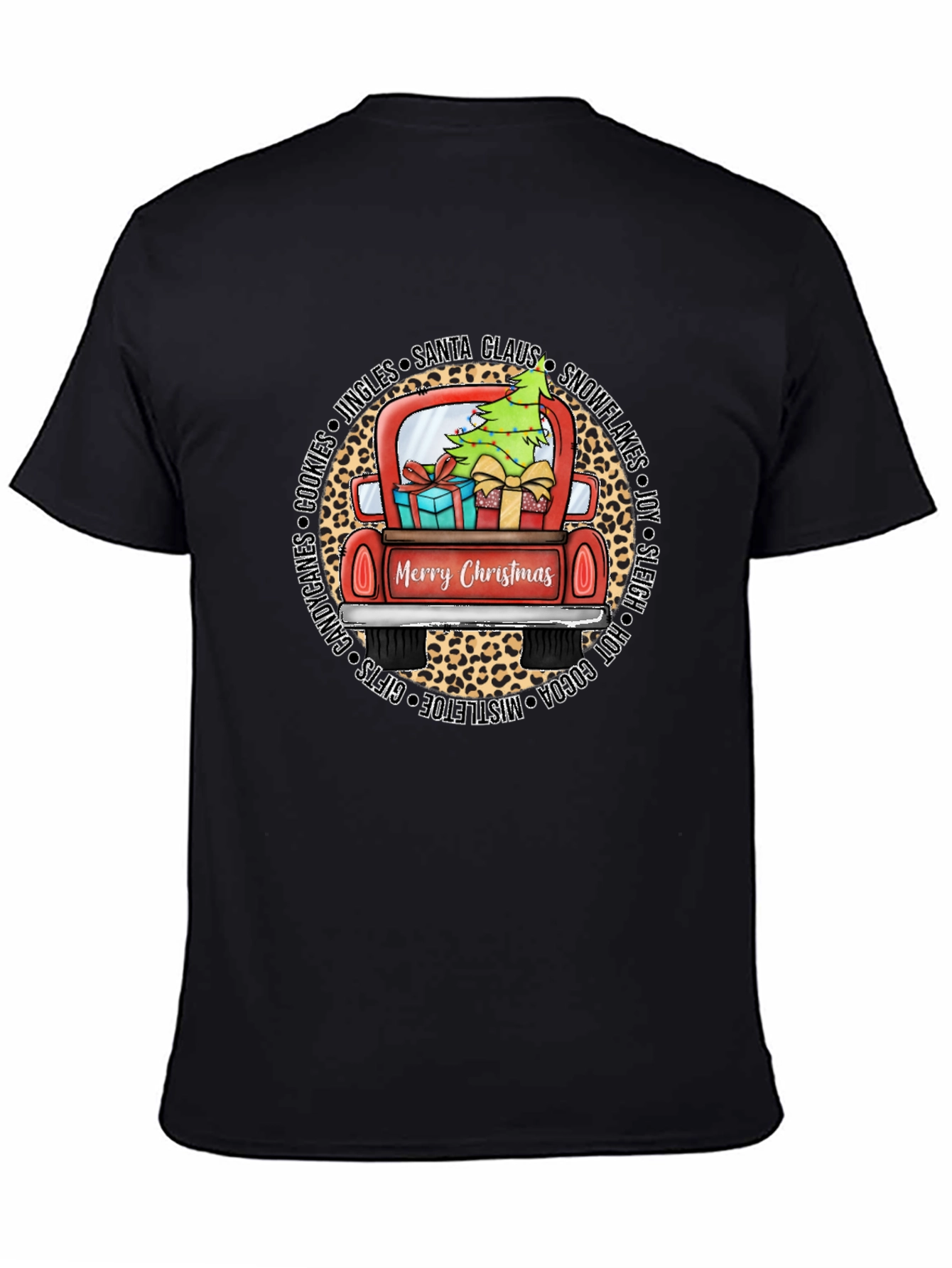 Merry Christmas Leopard Truck Graphic Tee