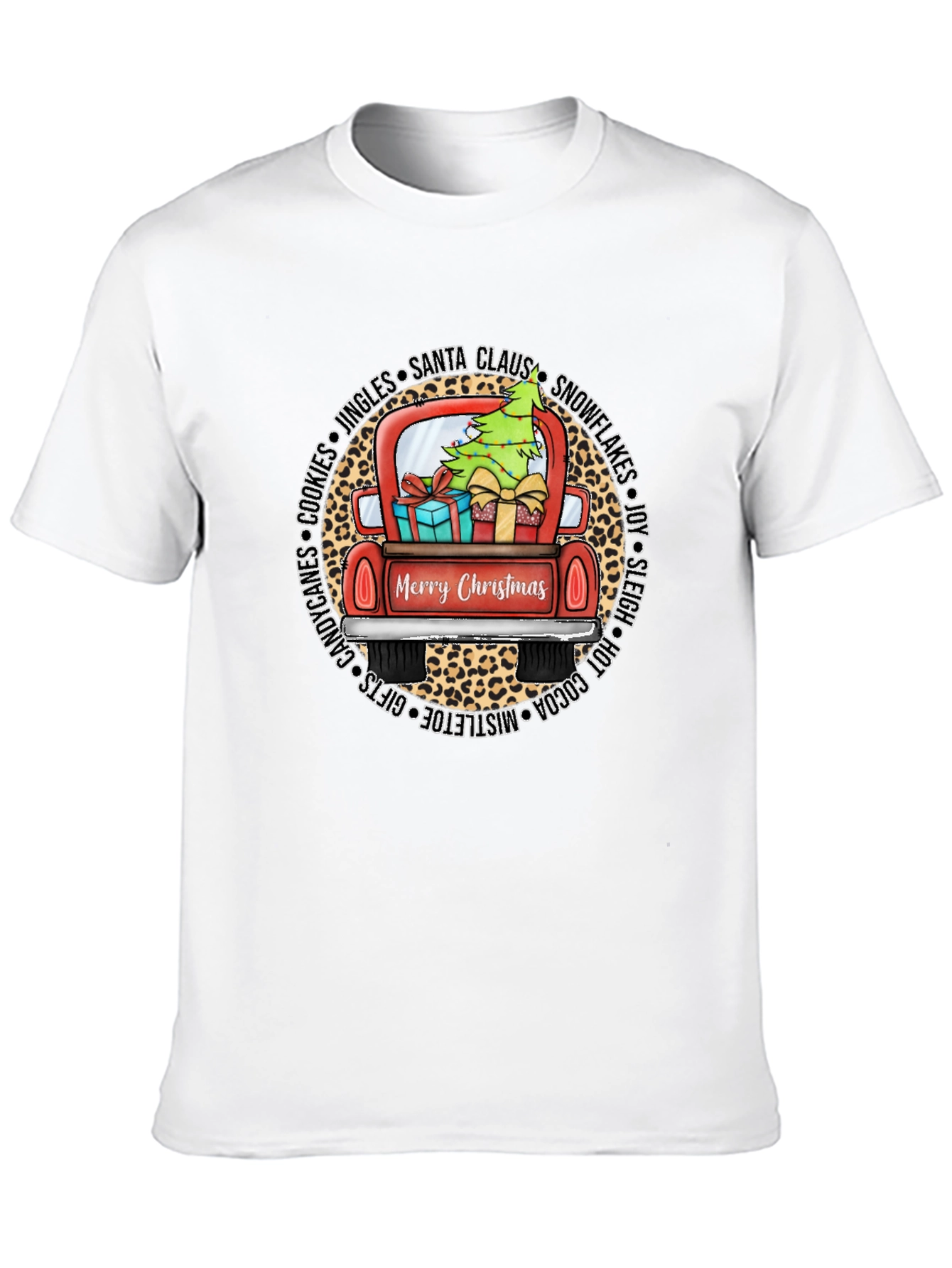 Merry Christmas Leopard Truck Graphic Tee