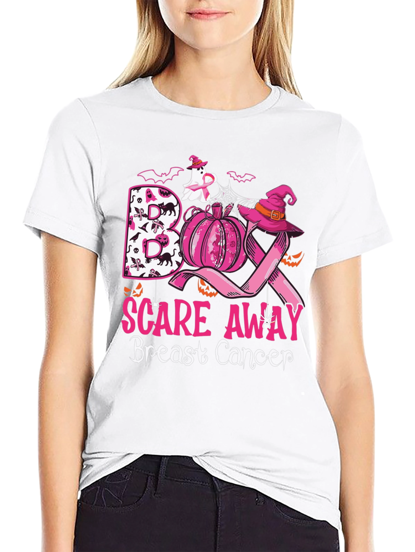 Boo Scare Away Breast Cancer Halloween T-Shirt