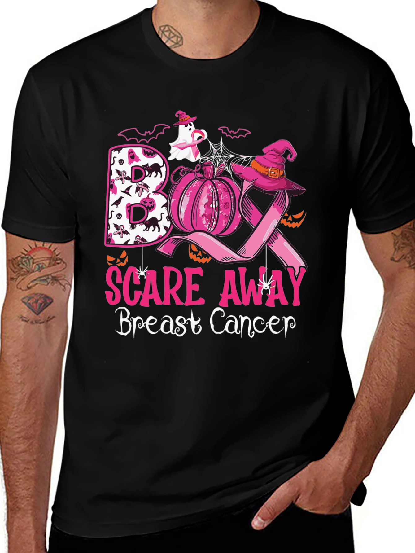 Boo Scare Away Breast Cancer Halloween T-Shirt
