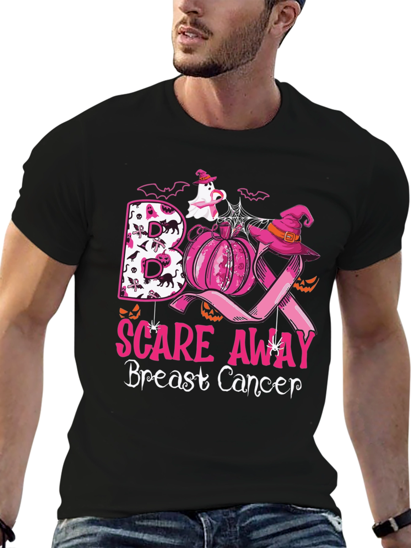 Boo Scare Away Breast Cancer Halloween T-Shirt