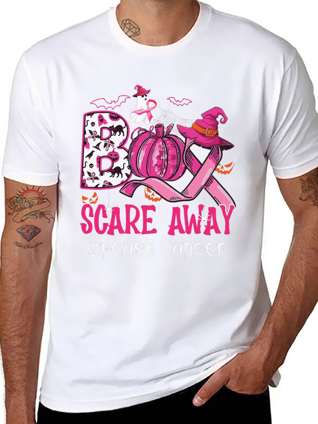 Boo Scare Away Breast Cancer Halloween T-Shirt