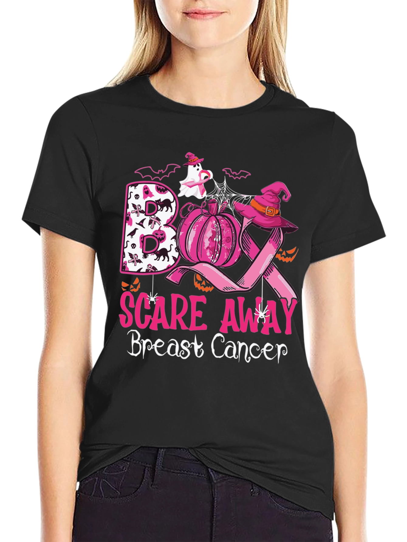 Boo Scare Away Breast Cancer Halloween T-Shirt