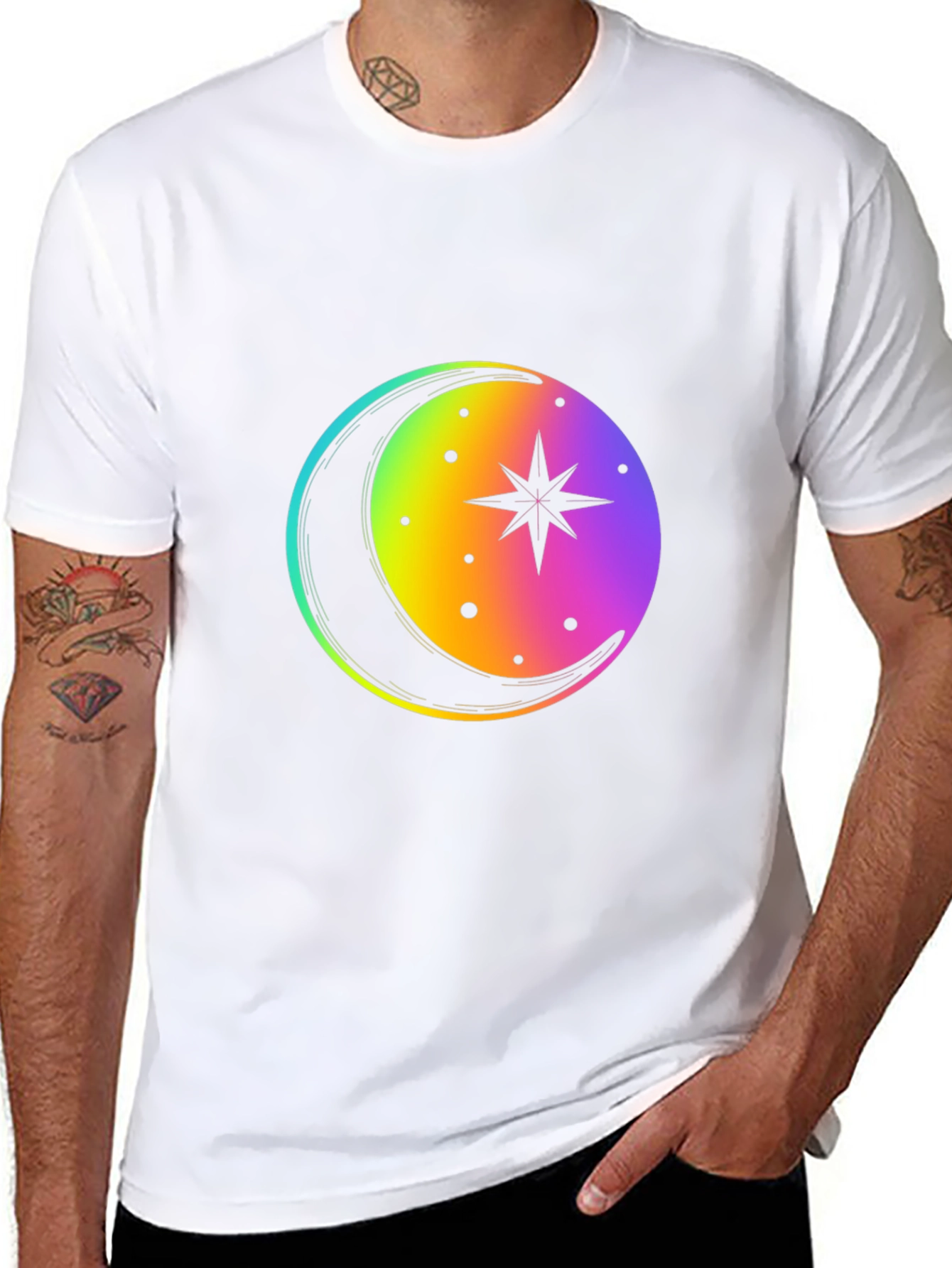 Rainbow Moon Star Graphic Tee