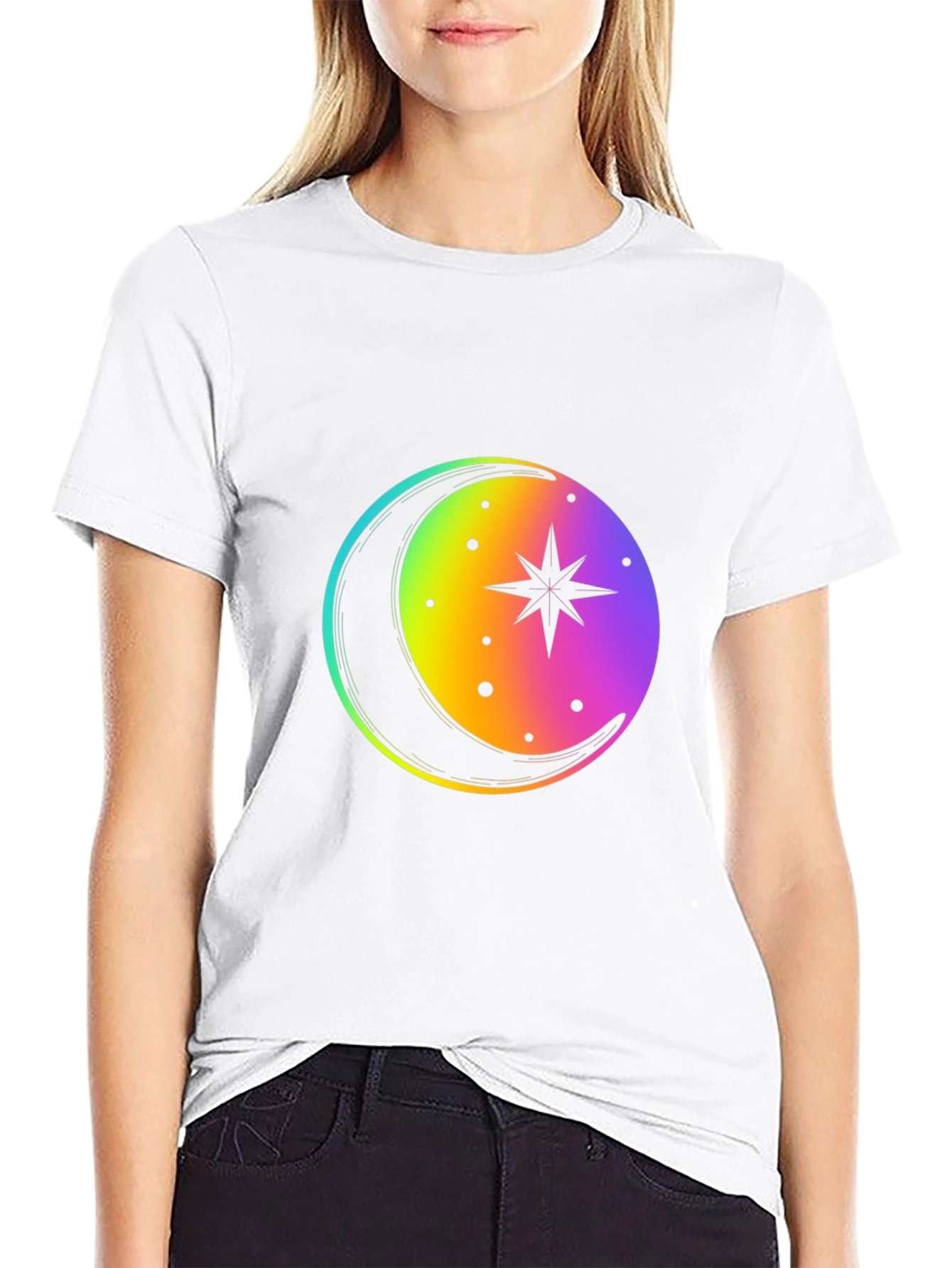 Rainbow Moon Star Graphic Tee