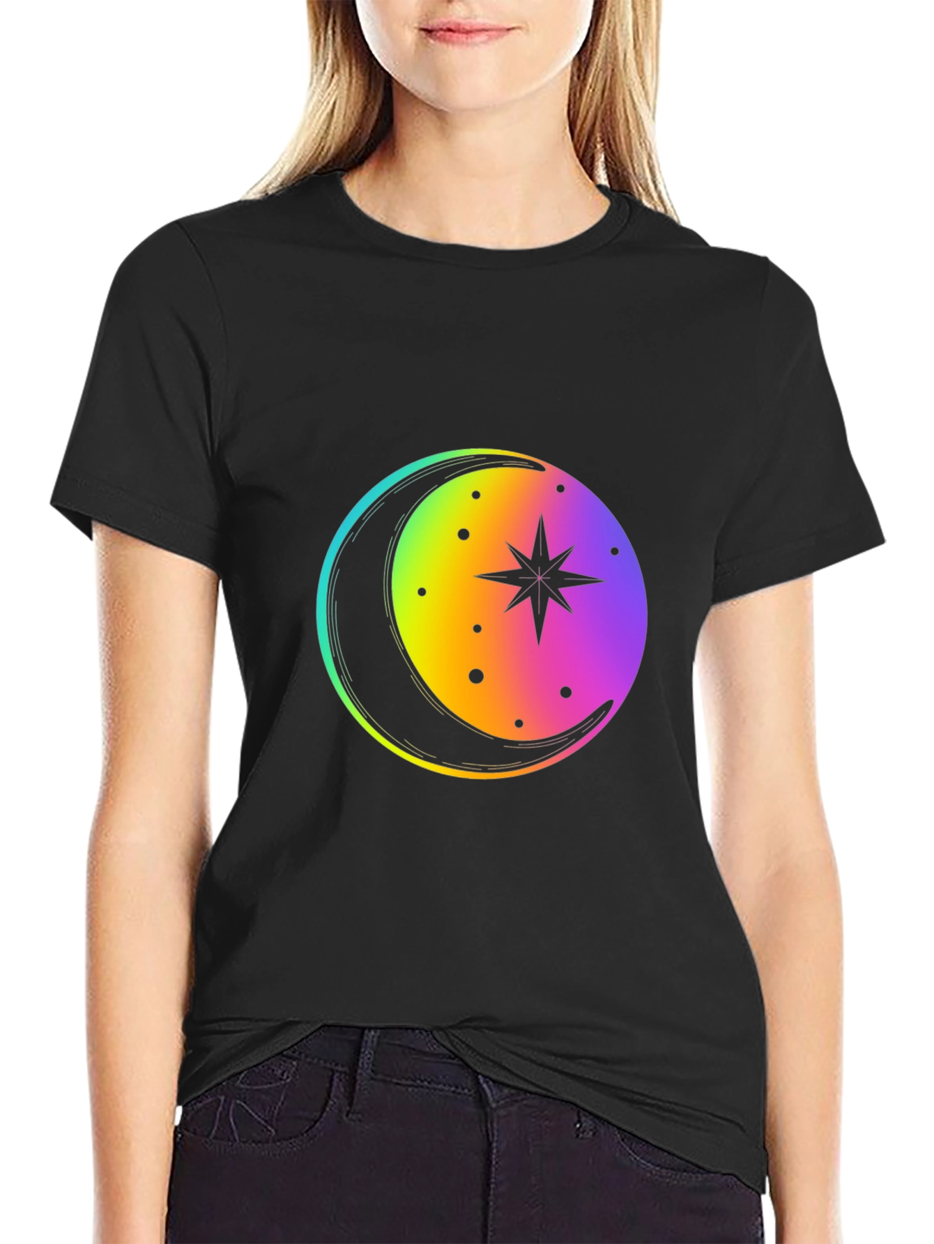 Rainbow Moon Star Graphic Tee