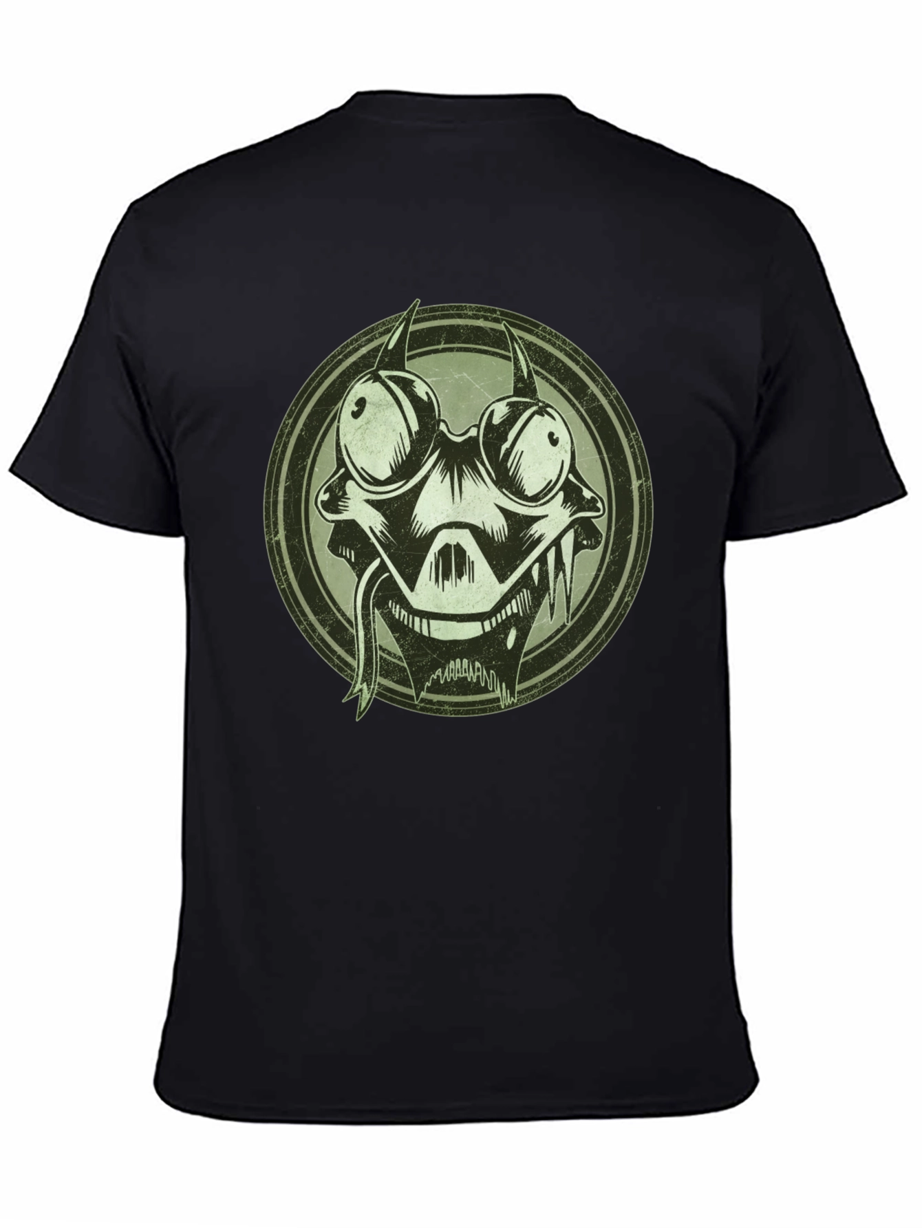 Edgy Cartoon Character Graphic Print Black T-Shirt