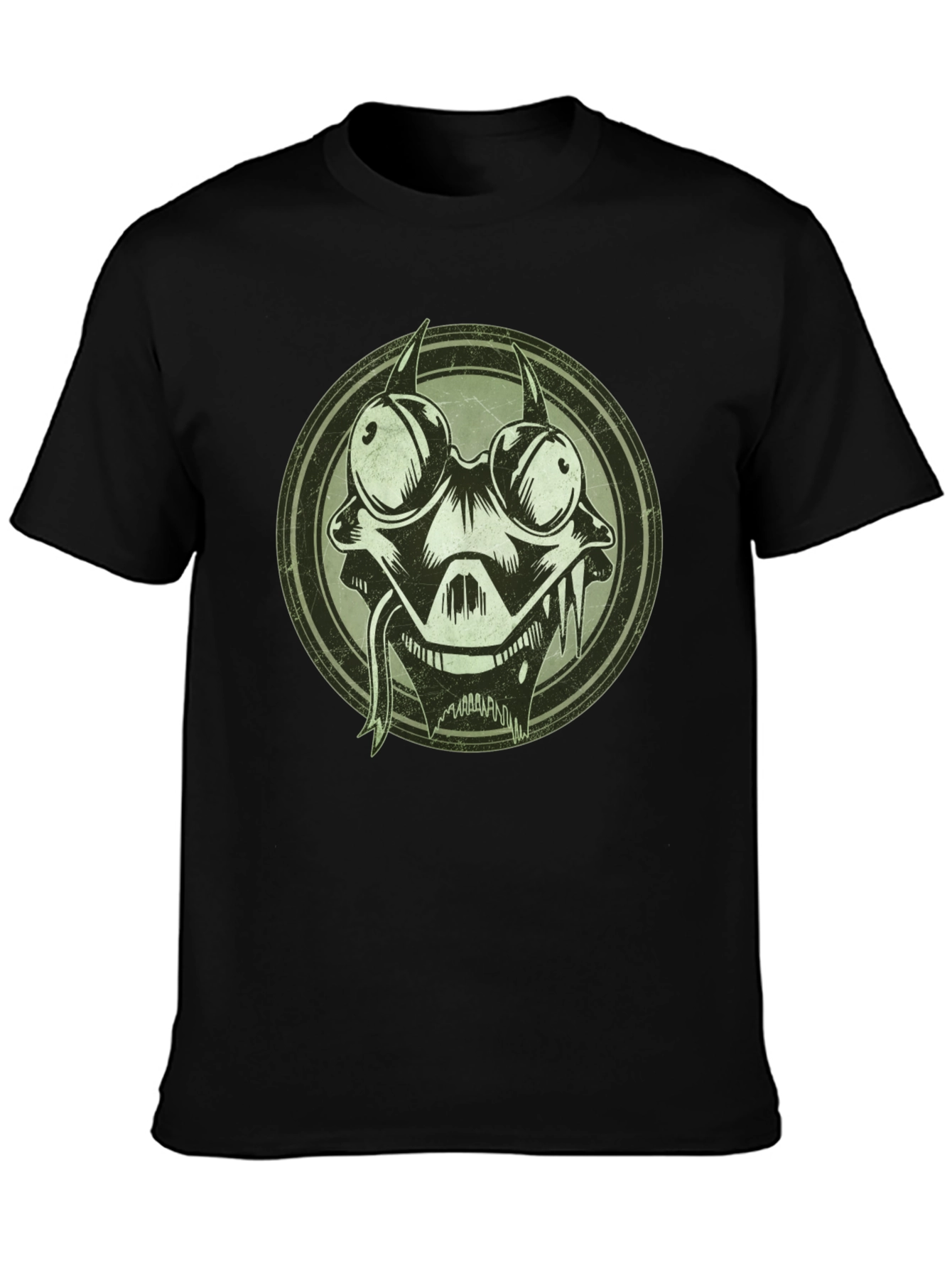 Edgy Cartoon Character Graphic Print Black T-Shirt