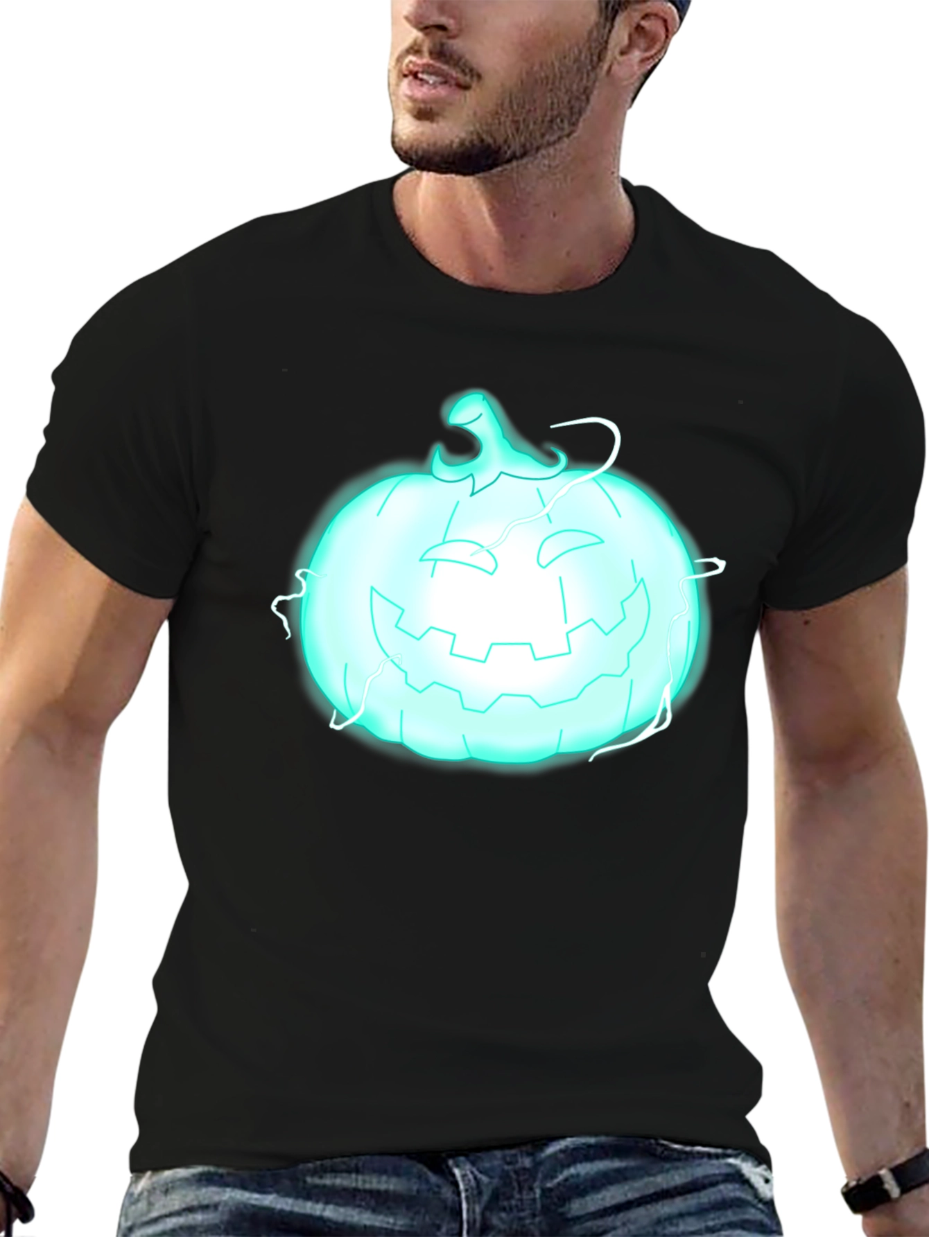 Glowing Pumpkin Graphic Tee - Halloween Shirt