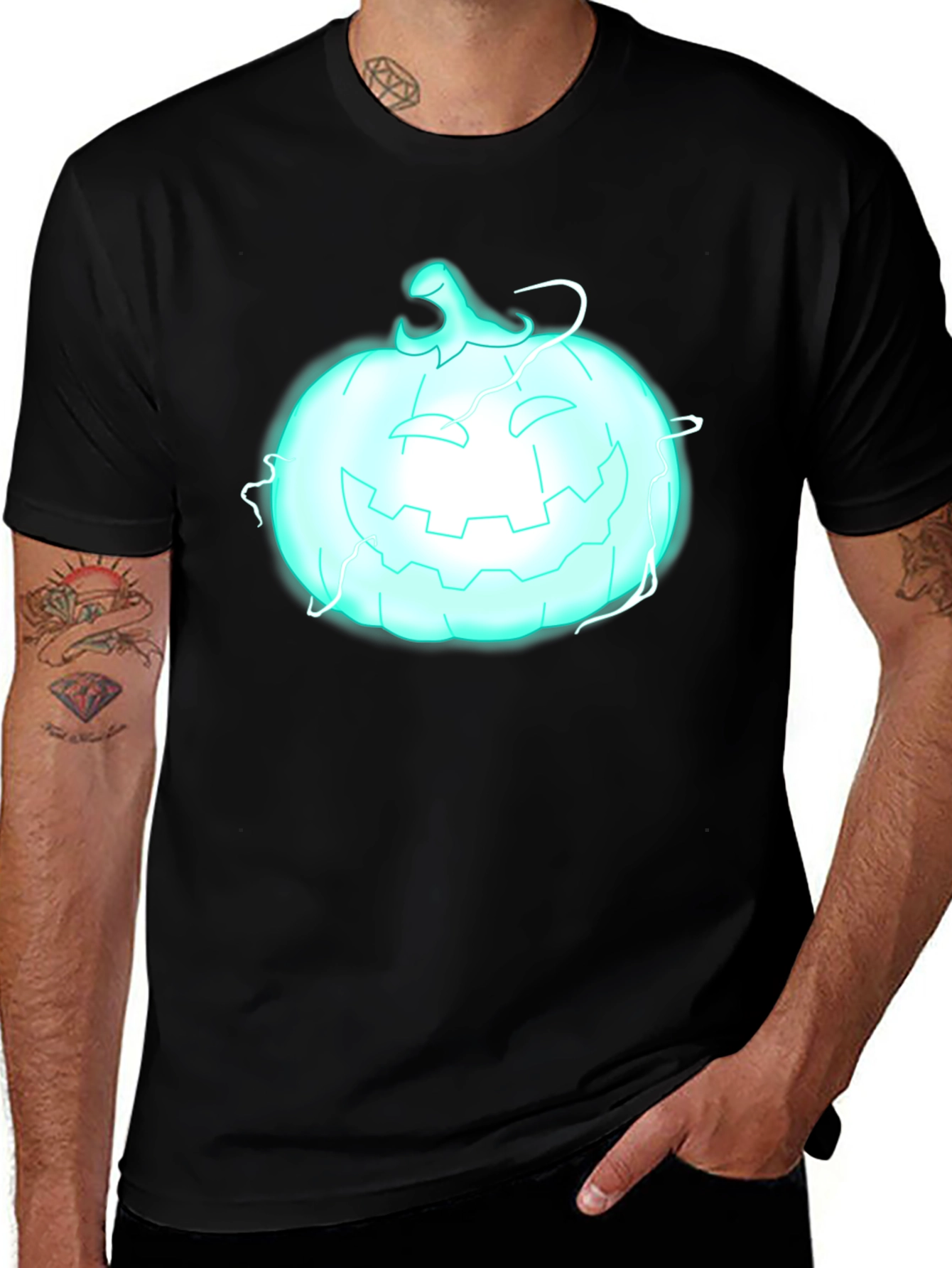 Glowing Pumpkin Graphic Tee - Halloween Shirt