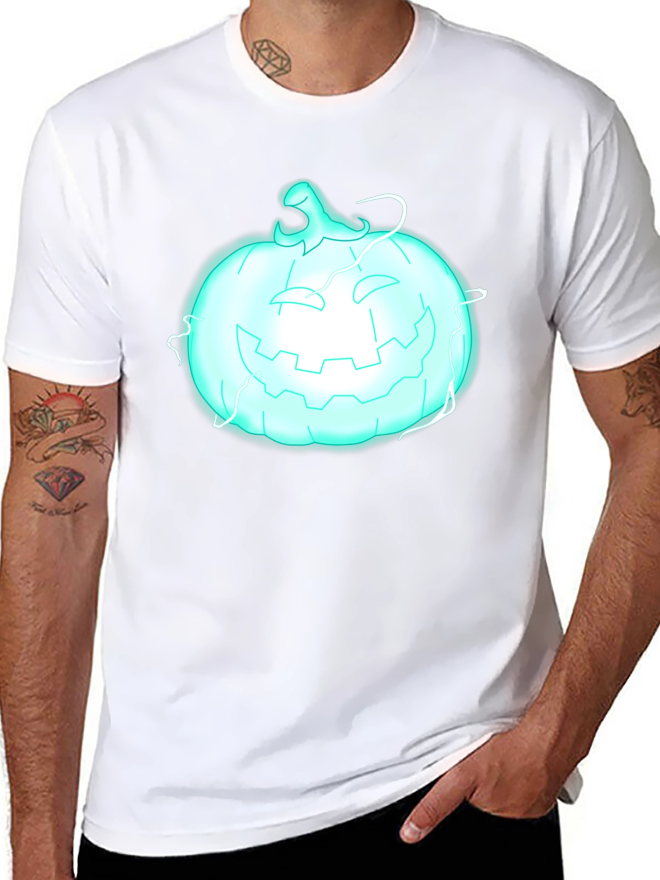 Glowing Pumpkin Graphic Tee - Halloween Shirt