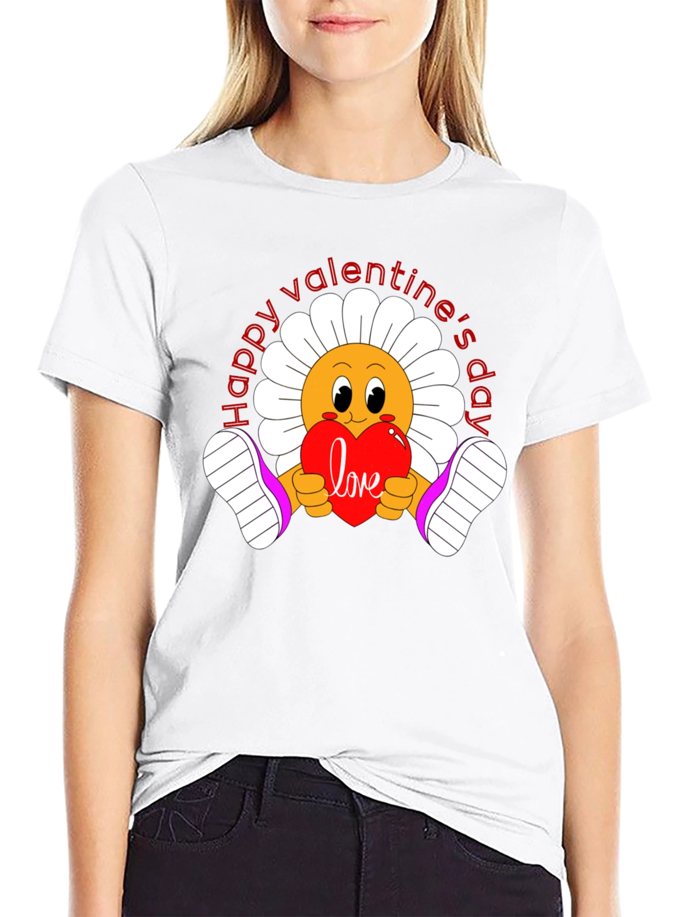 Happy Valentines Day Flower Graphic Tee
