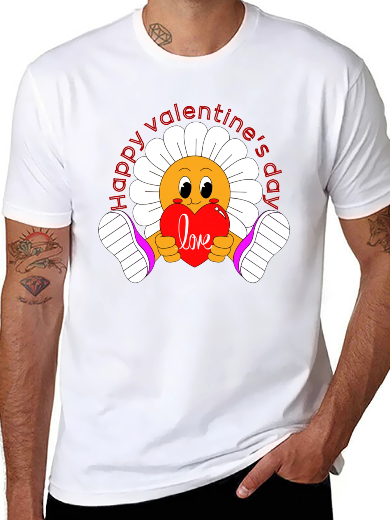 Happy Valentines Day Flower Graphic Tee