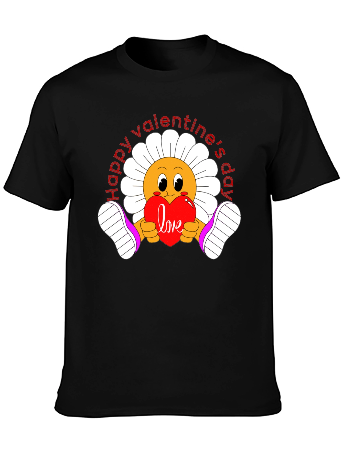 Happy Valentines Day Flower Graphic Tee