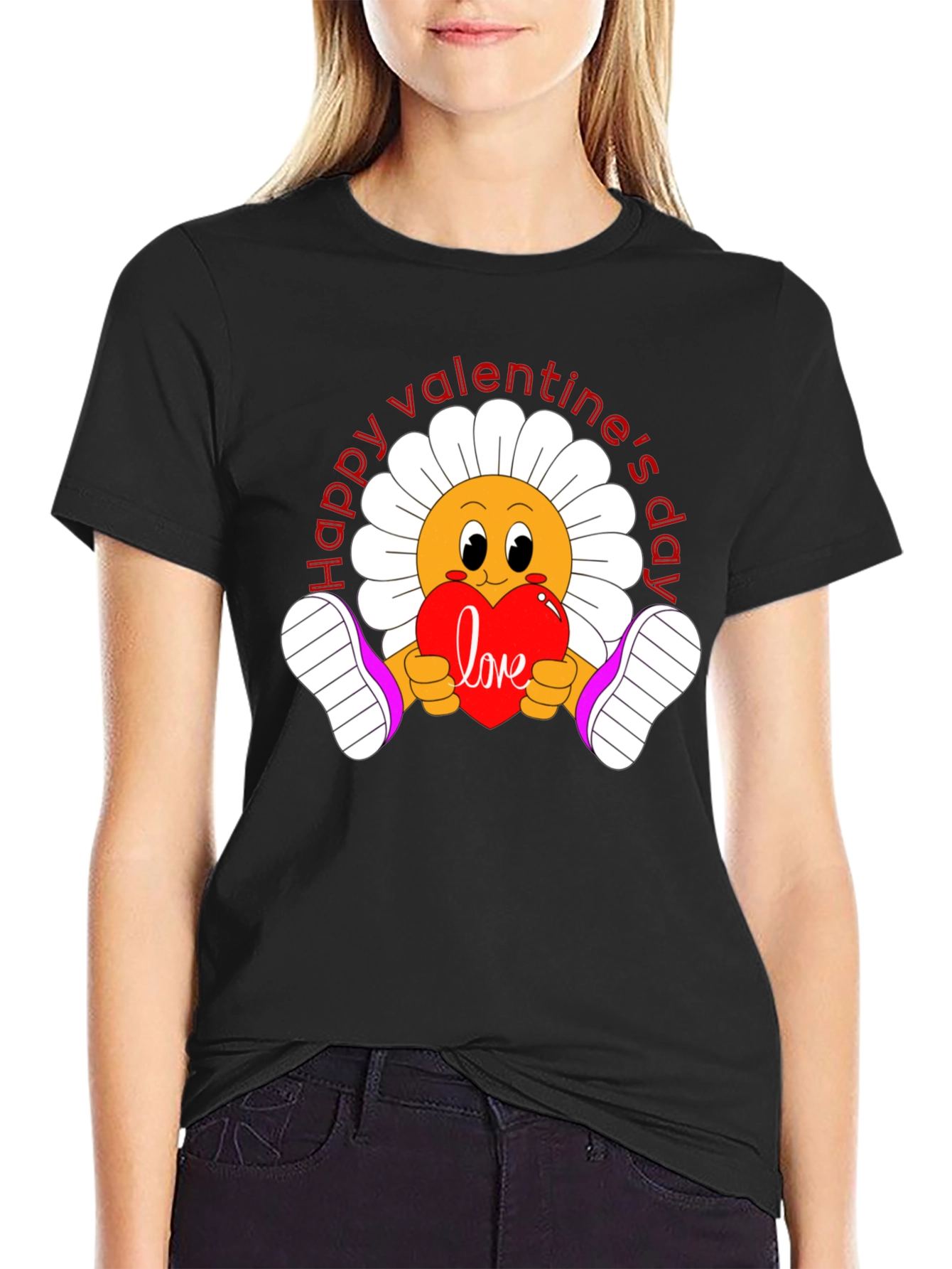 Happy Valentines Day Flower Graphic Tee