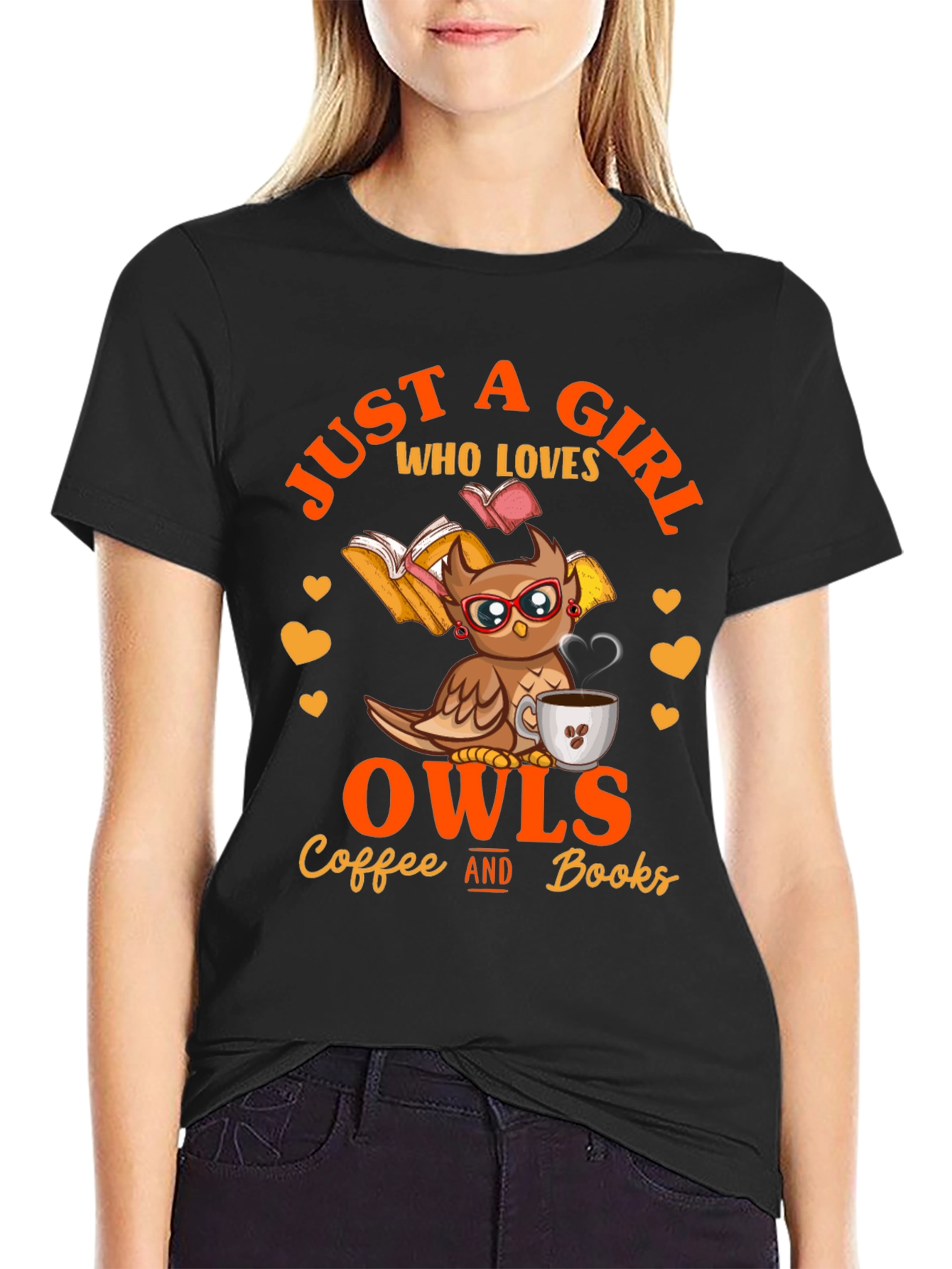 Owl Lover T-Shirt - Coffee and Books