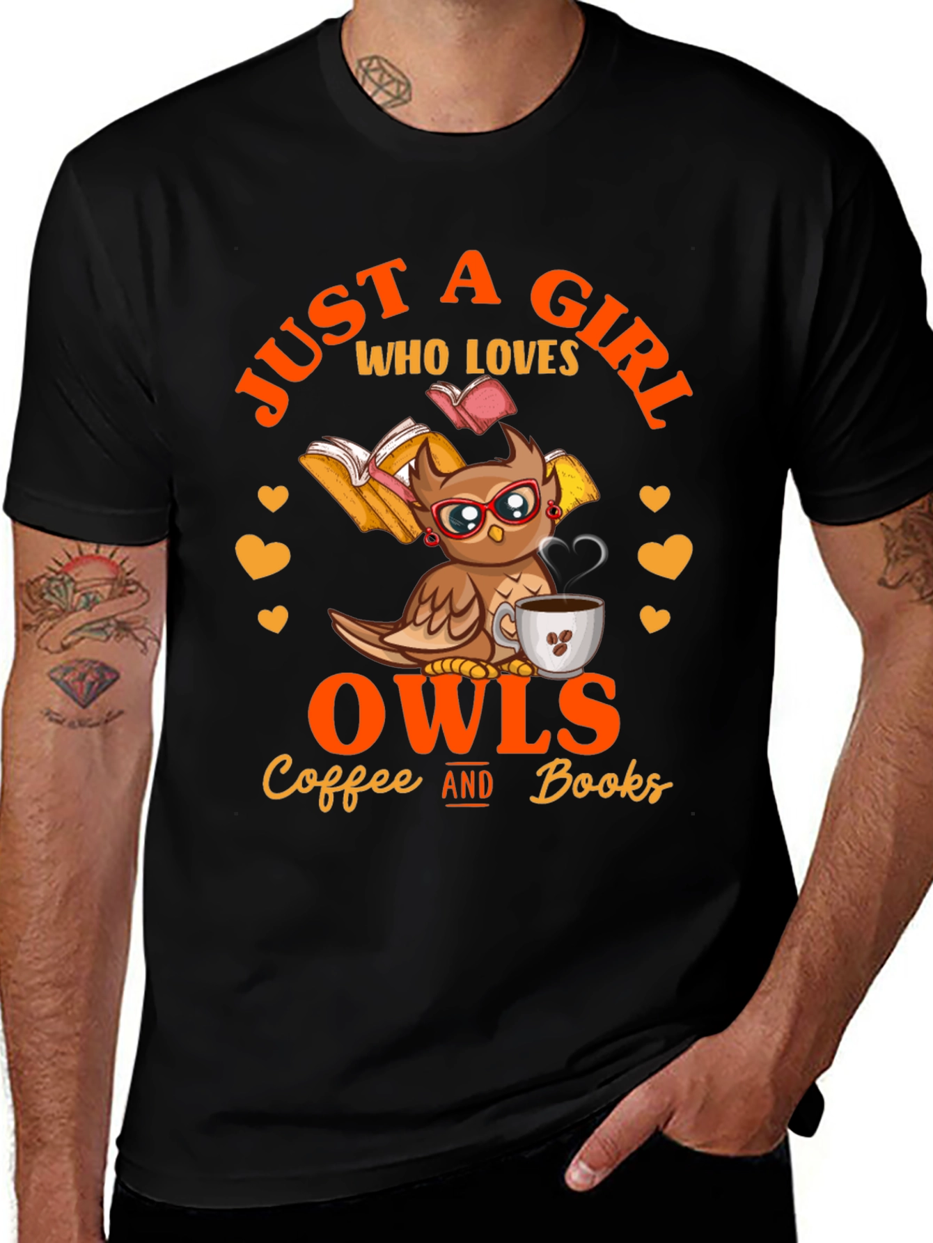Owl Lover T-Shirt - Coffee and Books