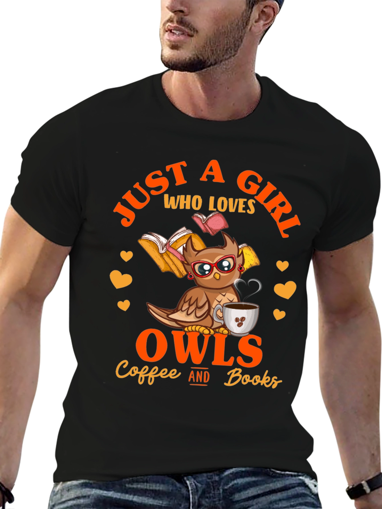 Owl Lover T-Shirt - Coffee and Books