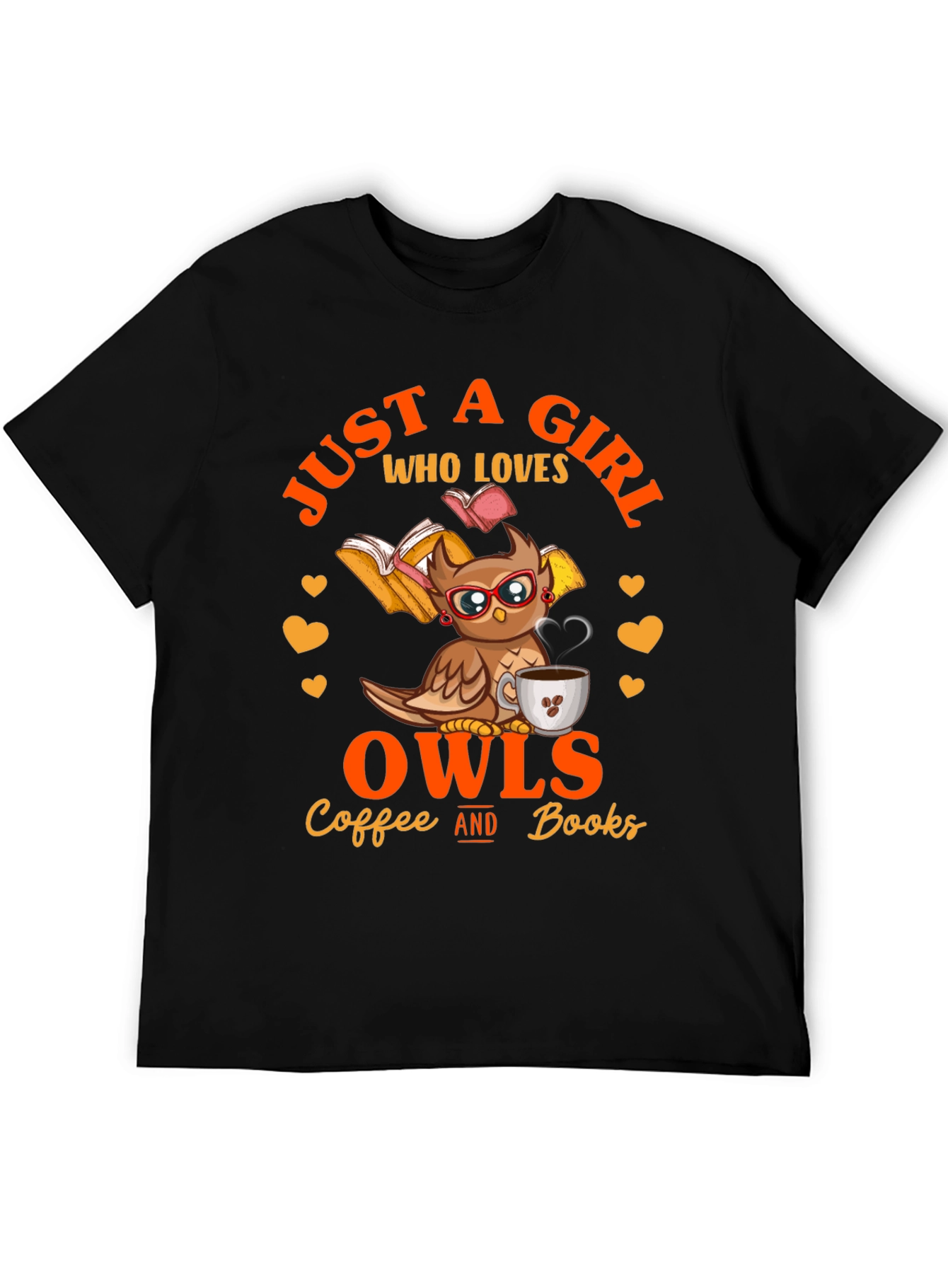 Owl Lover T-Shirt - Coffee and Books