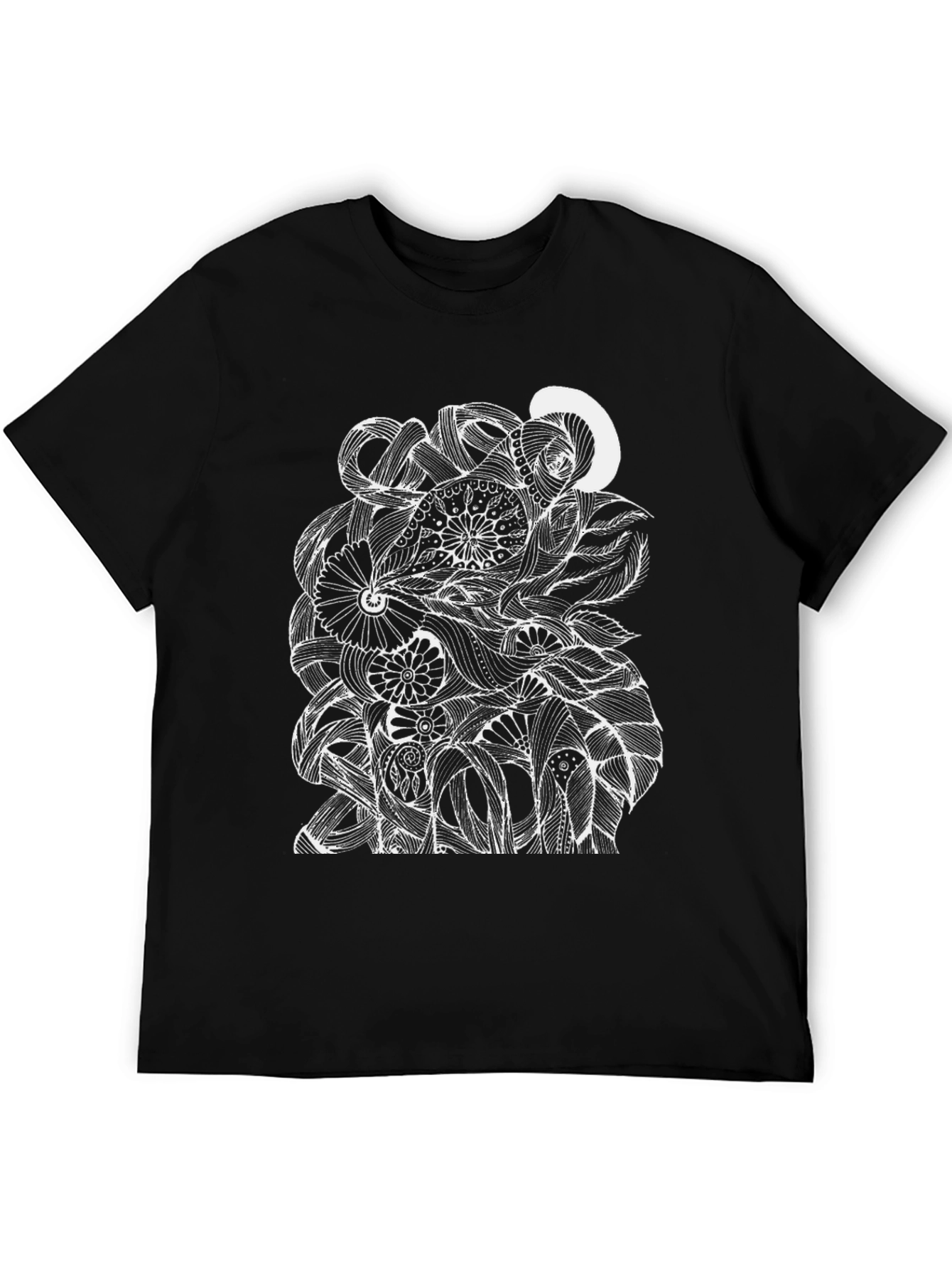 Abstract Floral Graphic Black T-Shirt