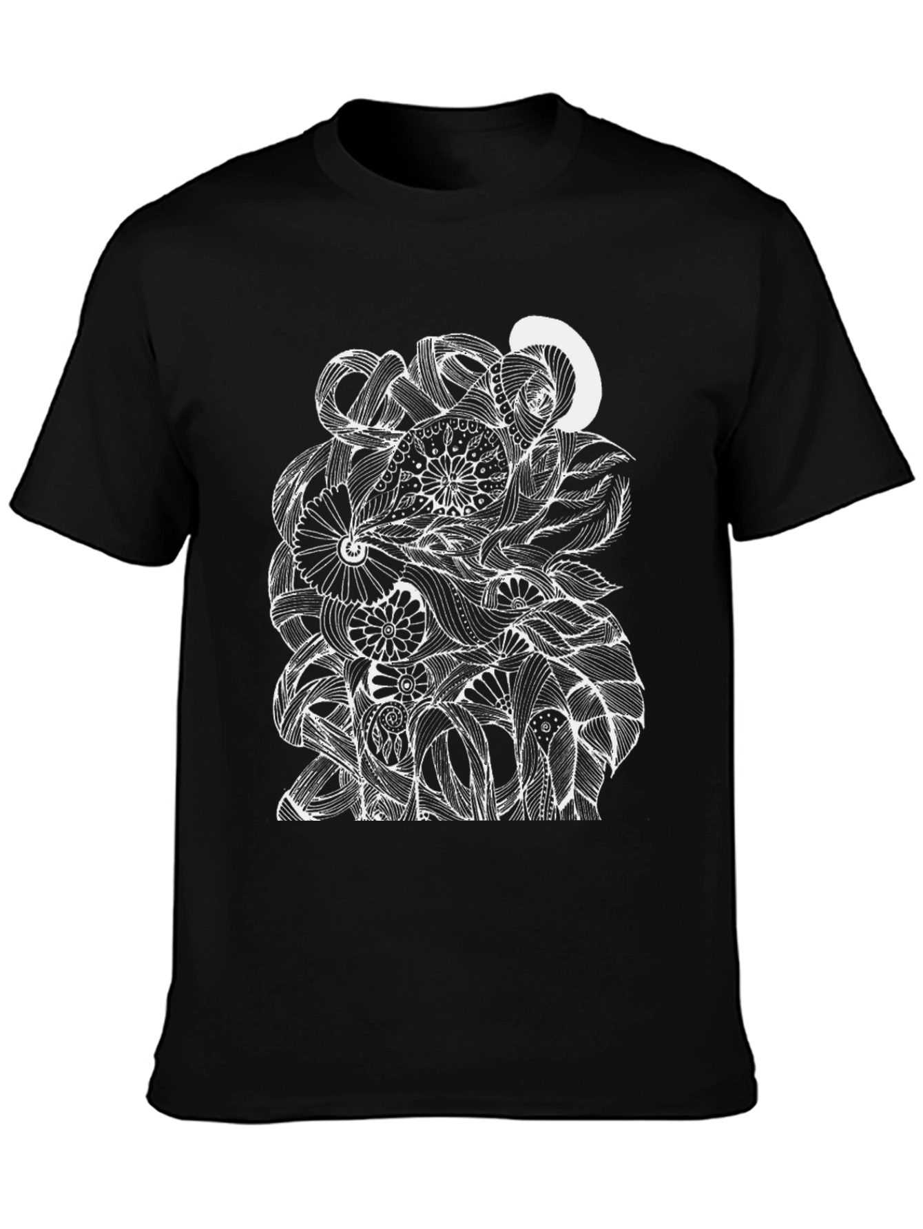 Abstract Floral Graphic Black T-Shirt