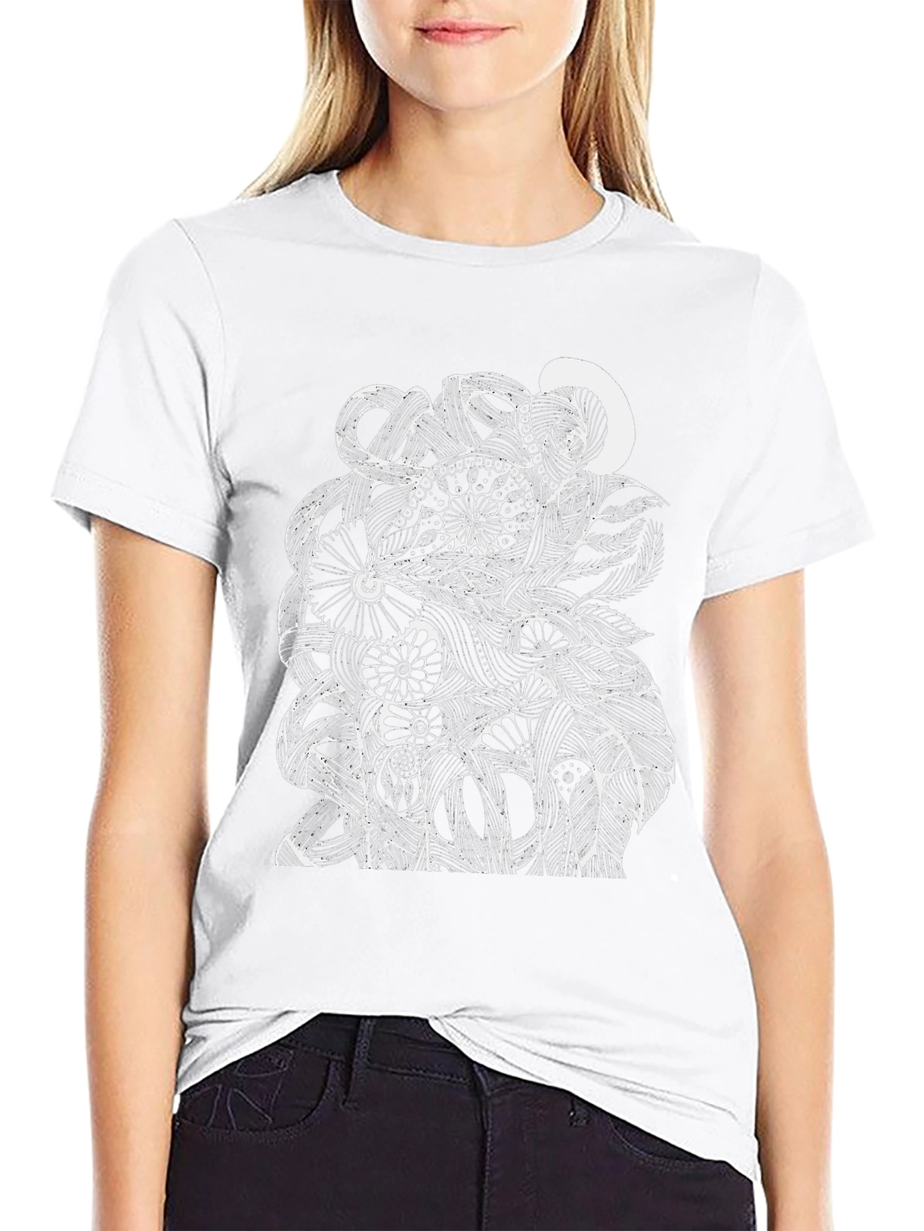 Abstract Floral Graphic Black T-Shirt