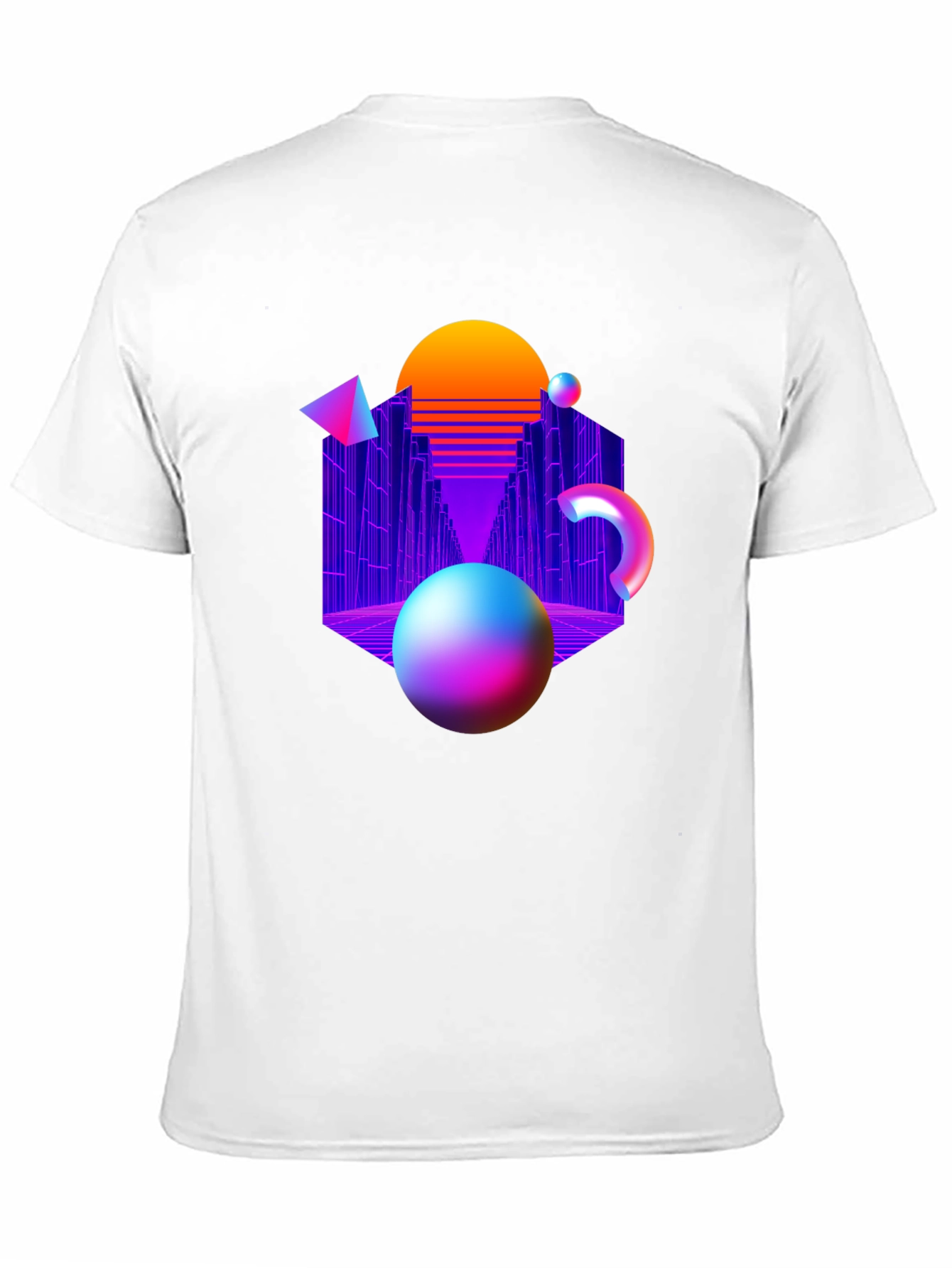 Retro Wave Black T-Shirt - Geometric Design