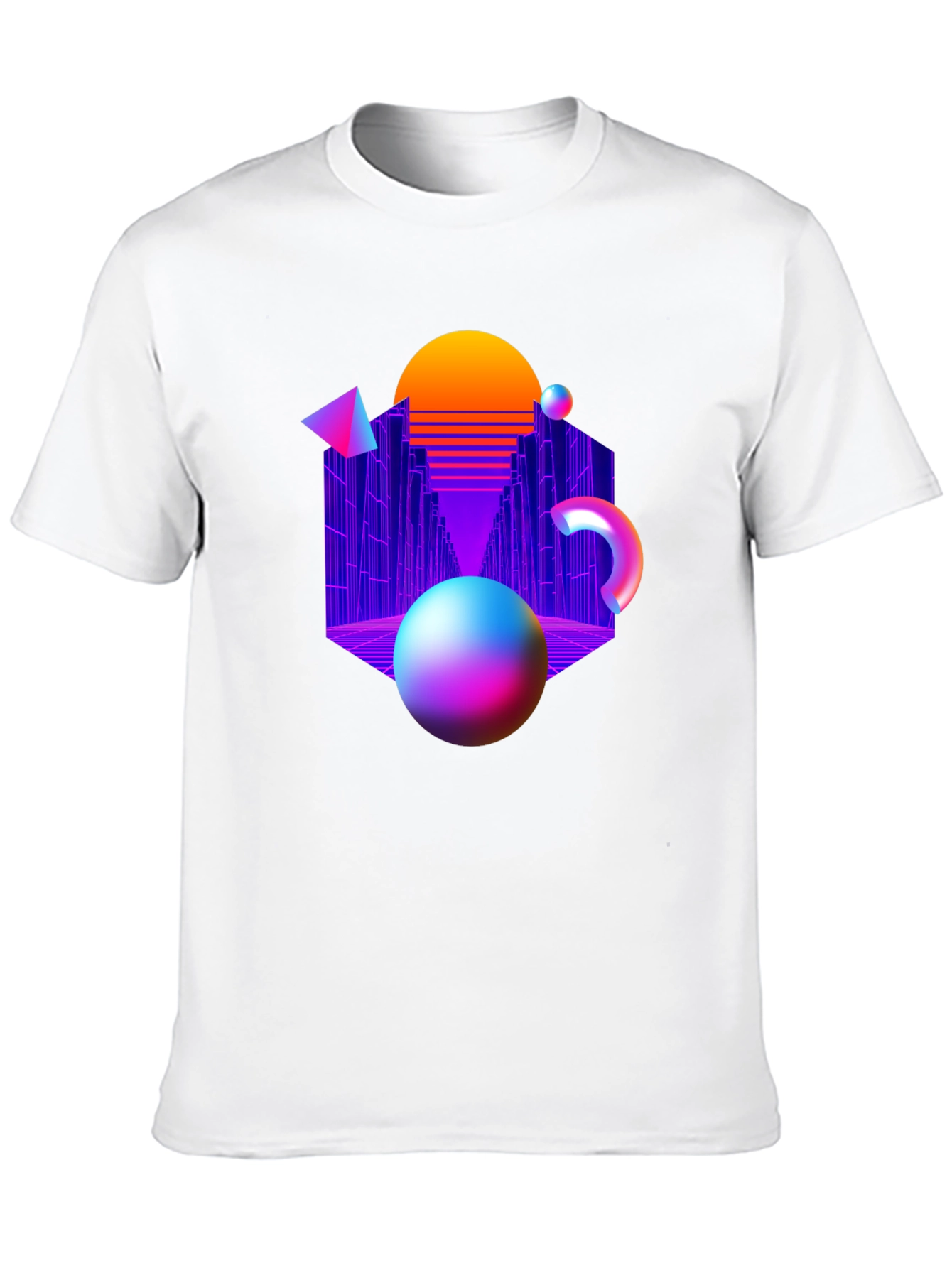 Retro Wave Black T-Shirt - Geometric Design