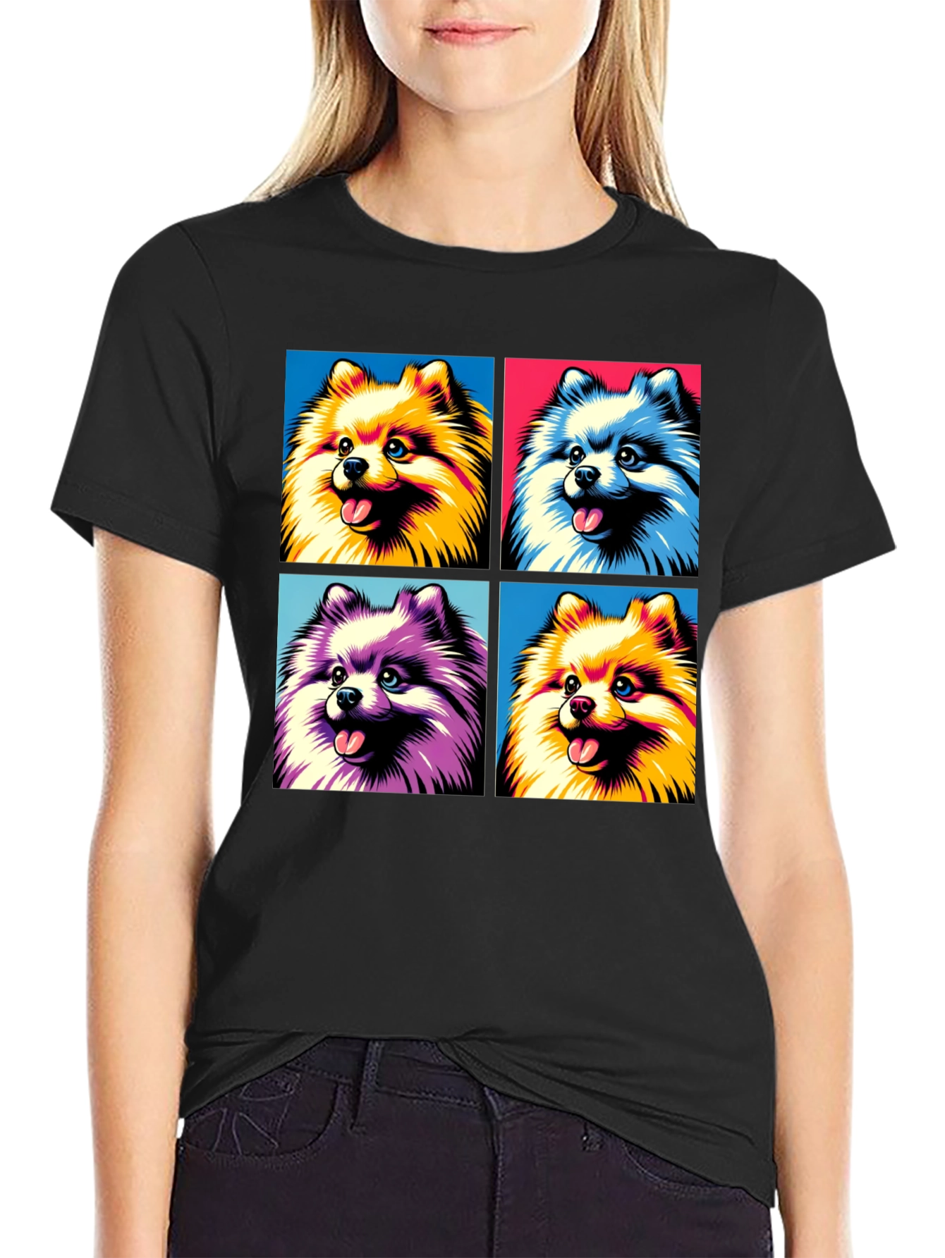 Pop Art Pomeranian Dog Graphic T-Shirt