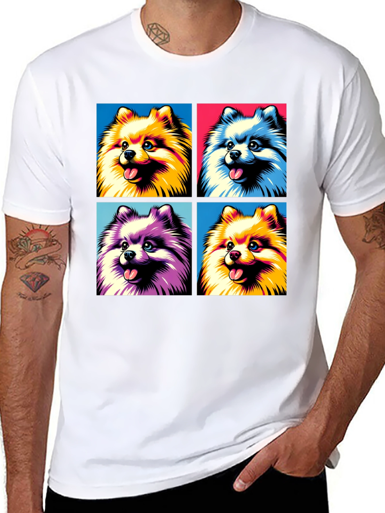 Pop Art Pomeranian Dog Graphic T-Shirt
