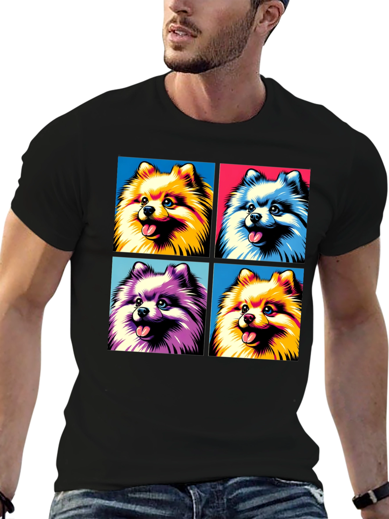 Pop Art Pomeranian Dog Graphic T-Shirt