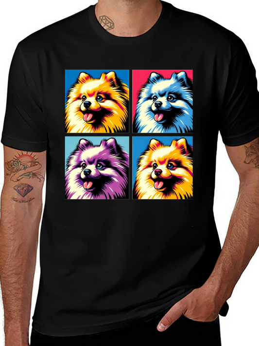 Pop Art Pomeranian Dog Graphic T-Shirt