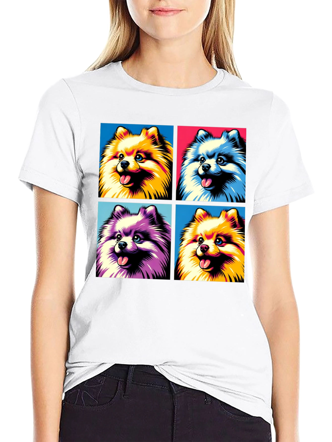 Pop Art Pomeranian Dog Graphic T-Shirt