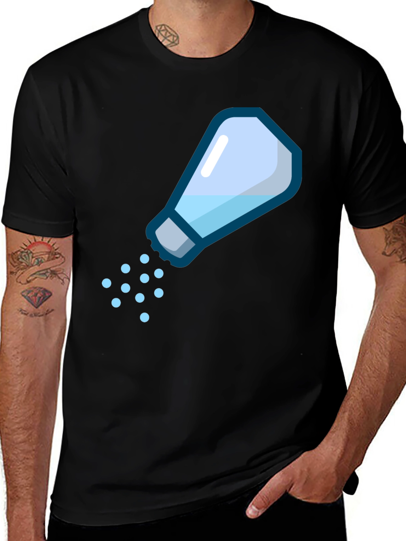 Salt Shaker Graphic Tee - Black Cotton Casual Shirt