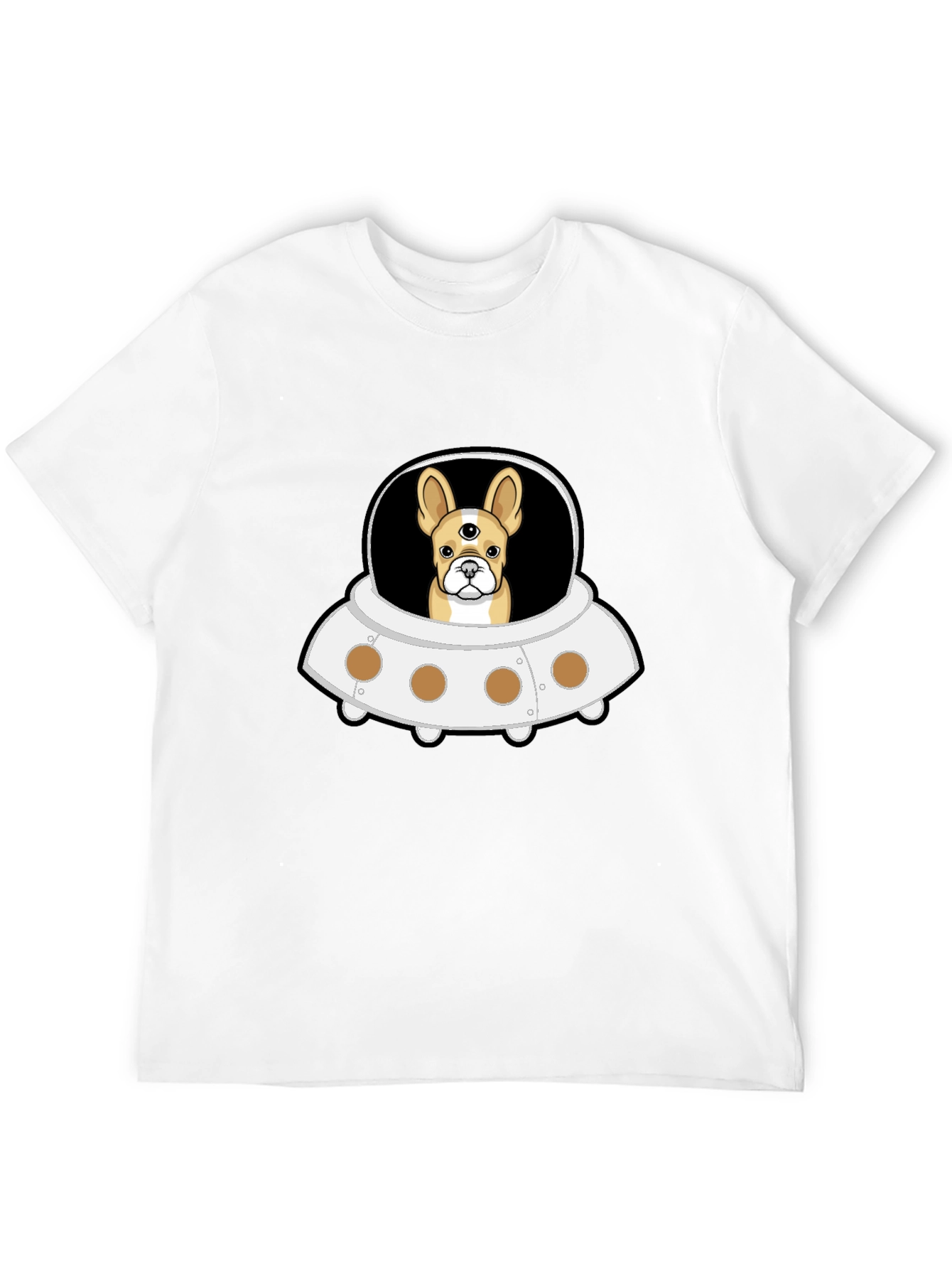 UFO Alien Dog Black T-Shirt