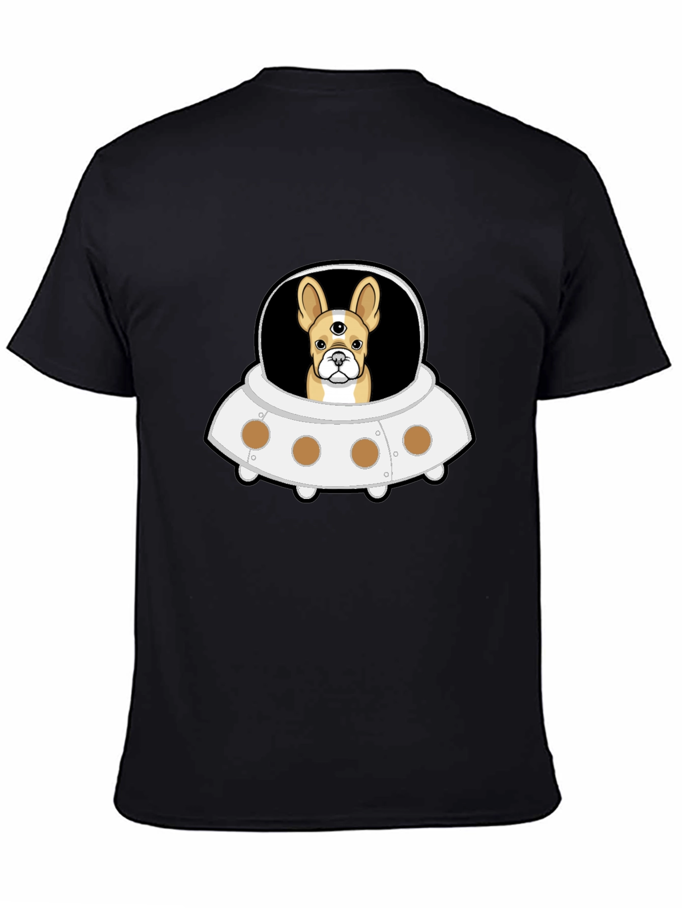 UFO Alien Dog Black T-Shirt