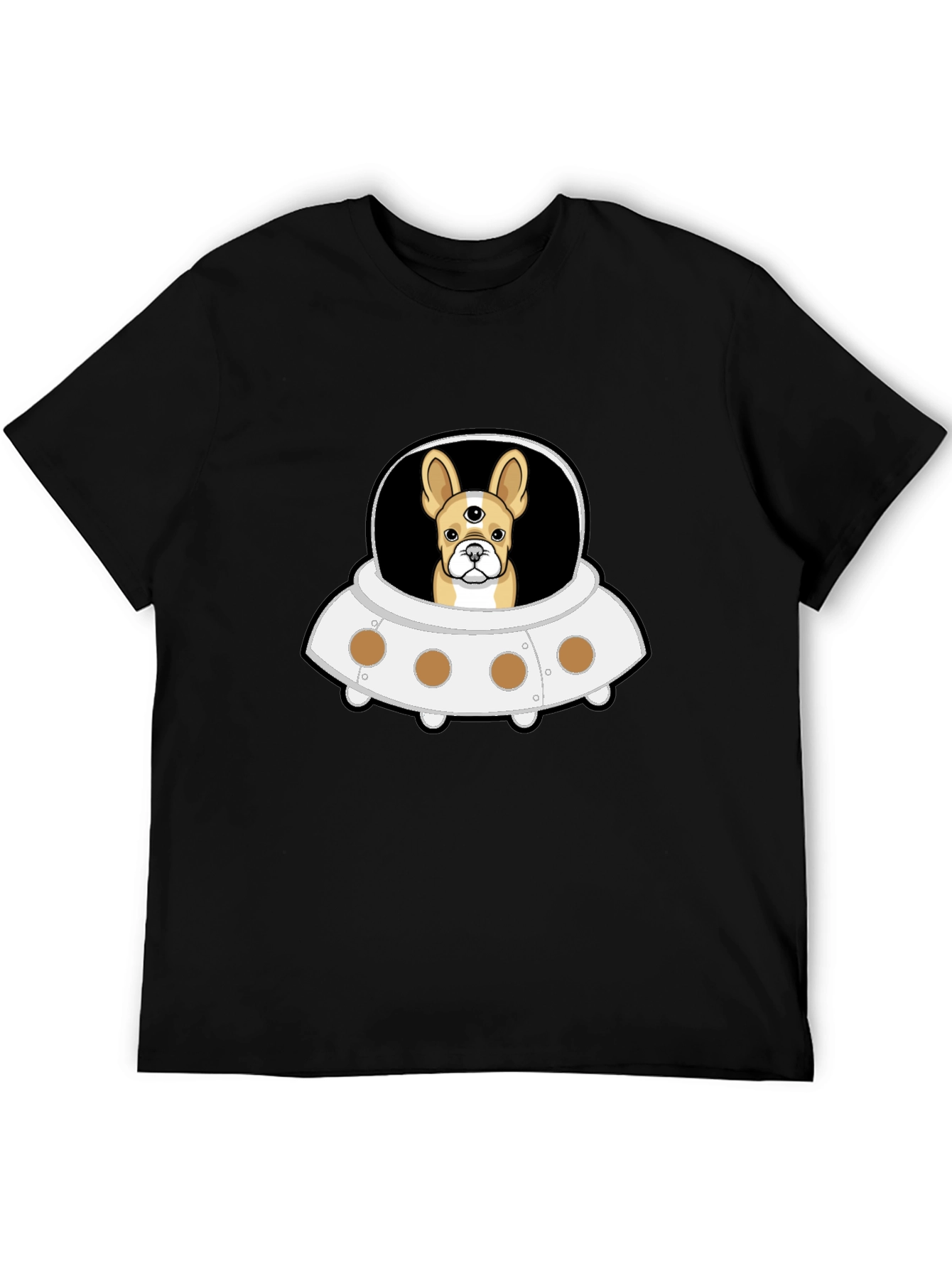 UFO Alien Dog Black T-Shirt