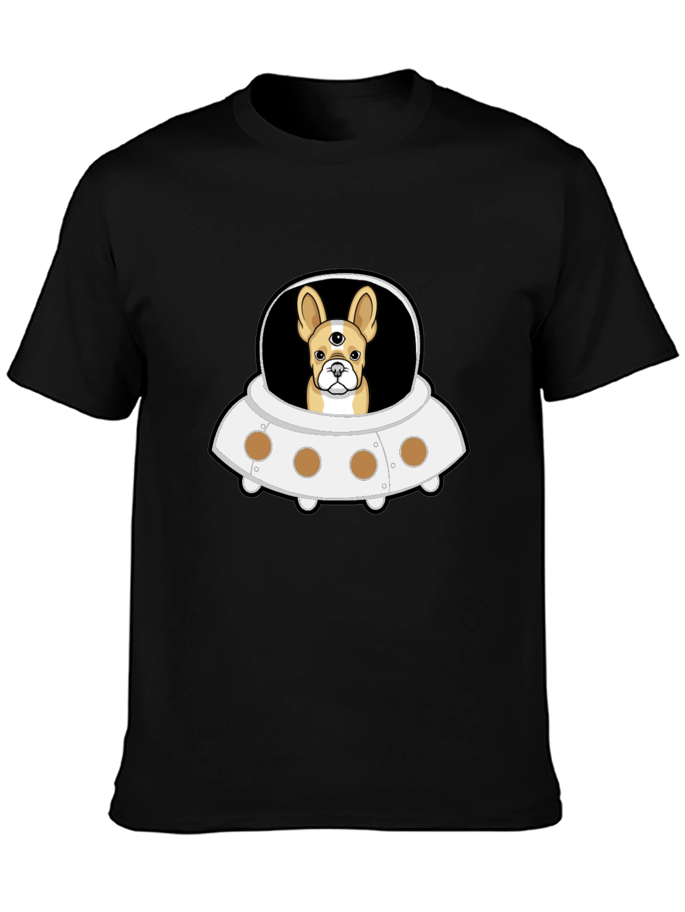 UFO Alien Dog Black T-Shirt