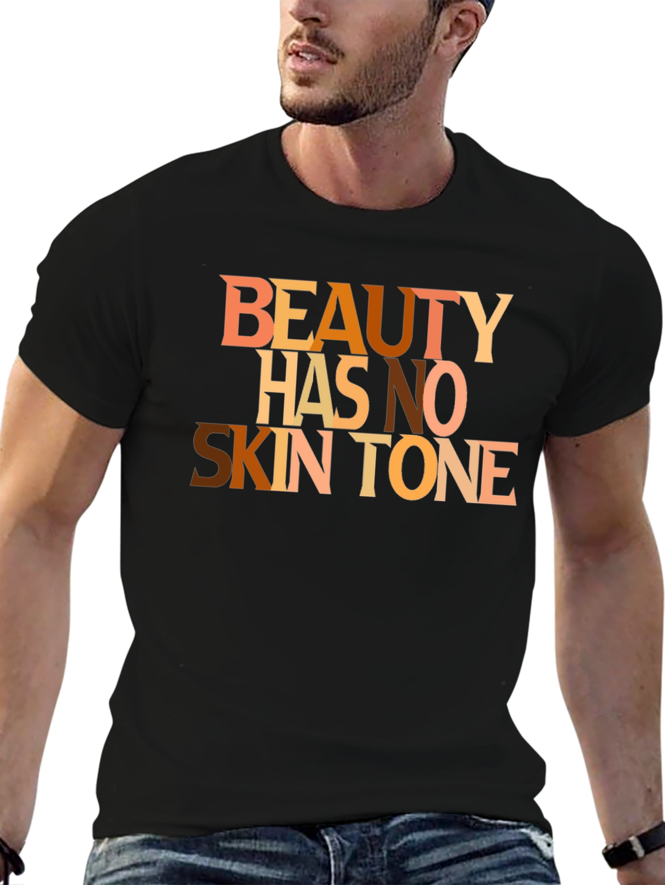 Beauty Has No Skin Tone Graphic Tee - Black