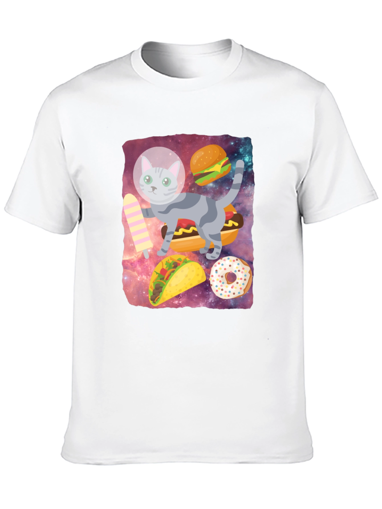 Space Cat Foodie Graphic T-Shirt