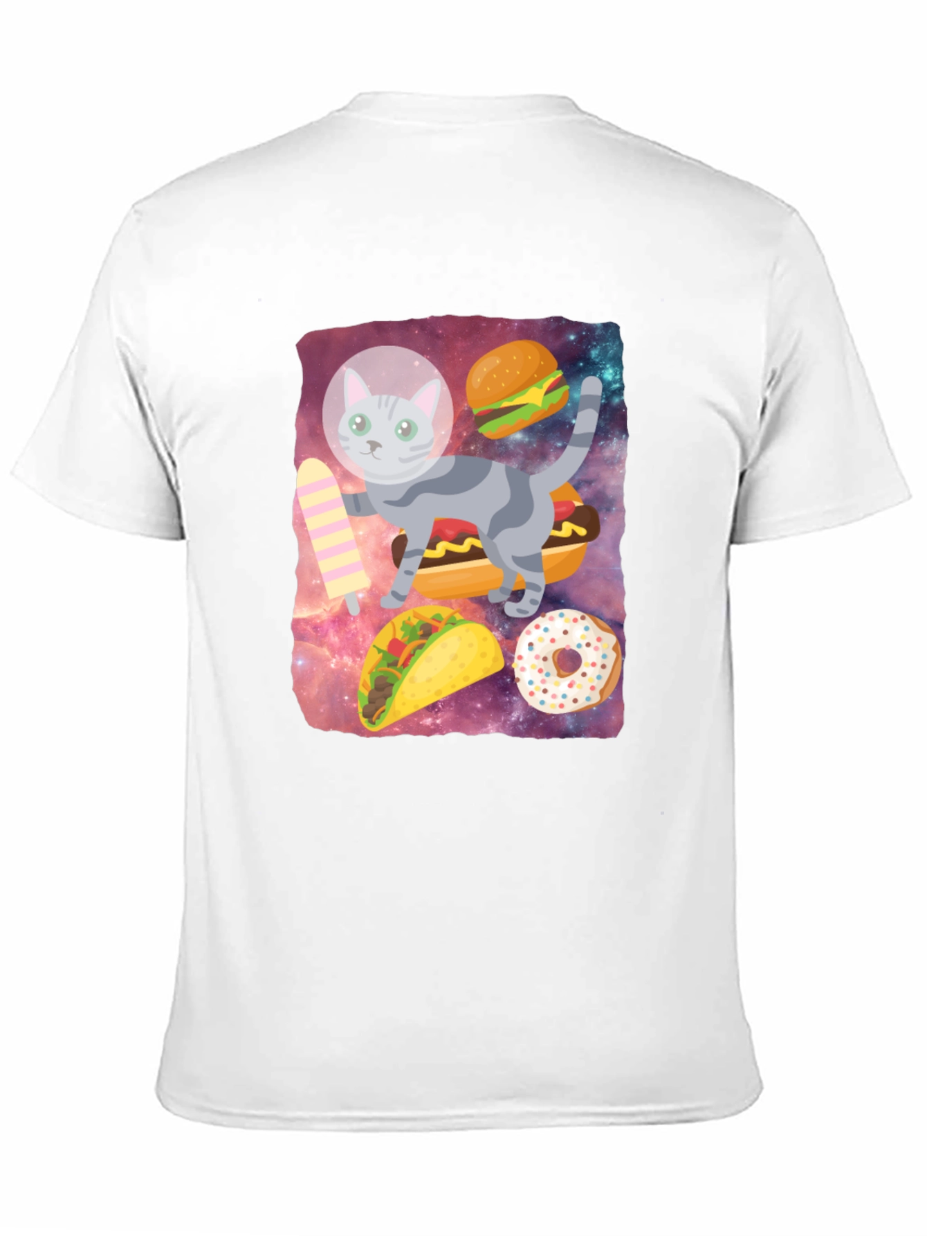 Space Cat Foodie Graphic T-Shirt