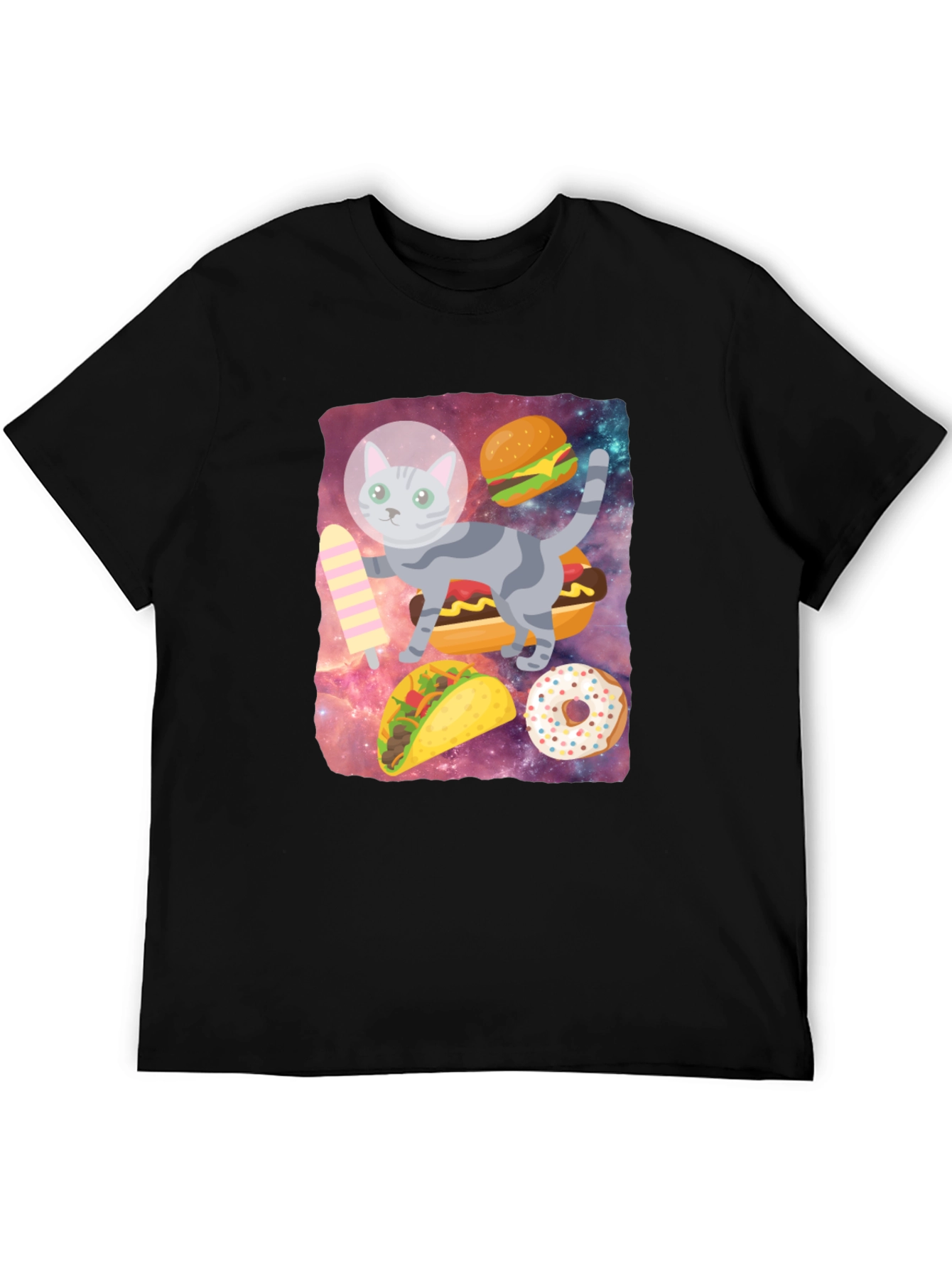 Space Cat Foodie Graphic T-Shirt