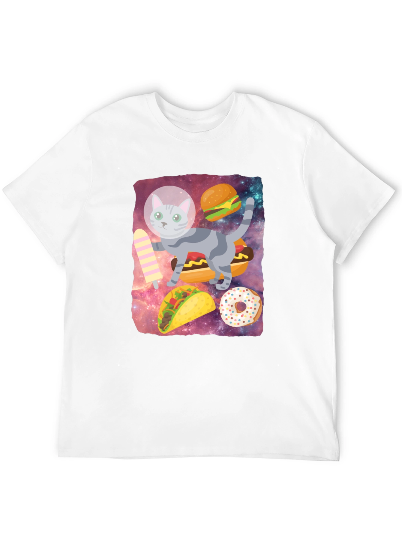 Space Cat Foodie Graphic T-Shirt