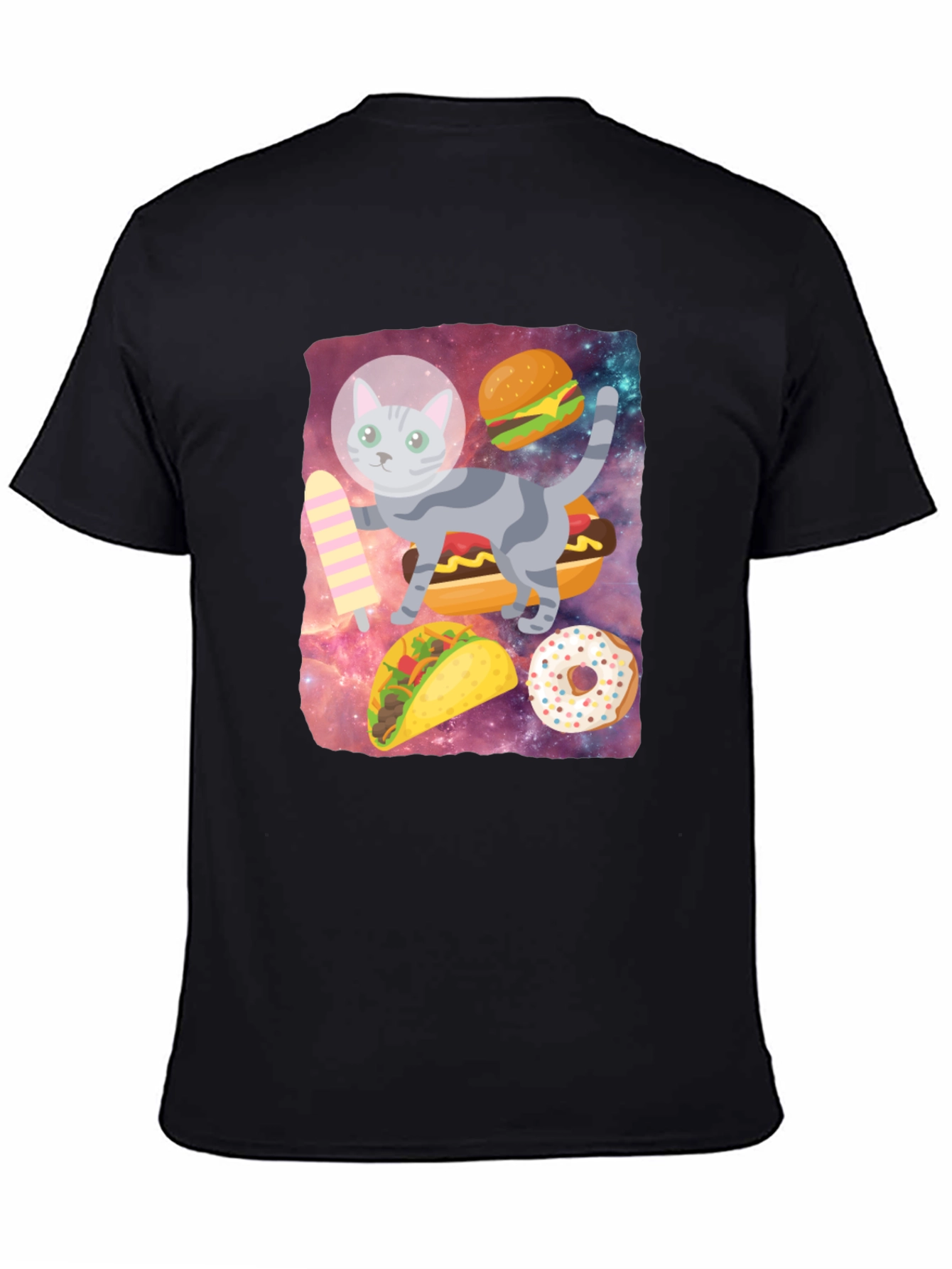 Space Cat Foodie Graphic T-Shirt