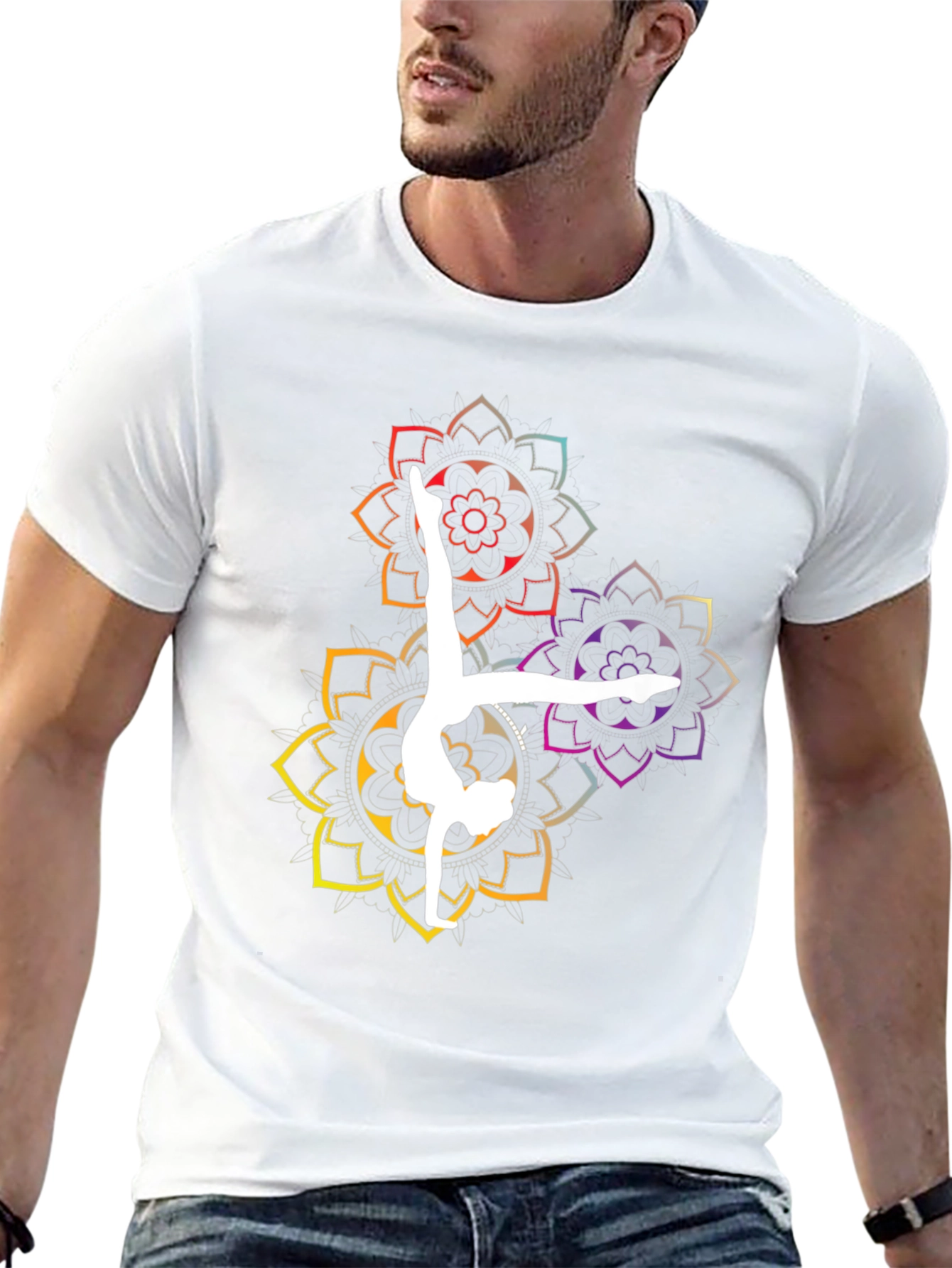 Yoga Mandala Graphic Tee - Black Cotton Blend