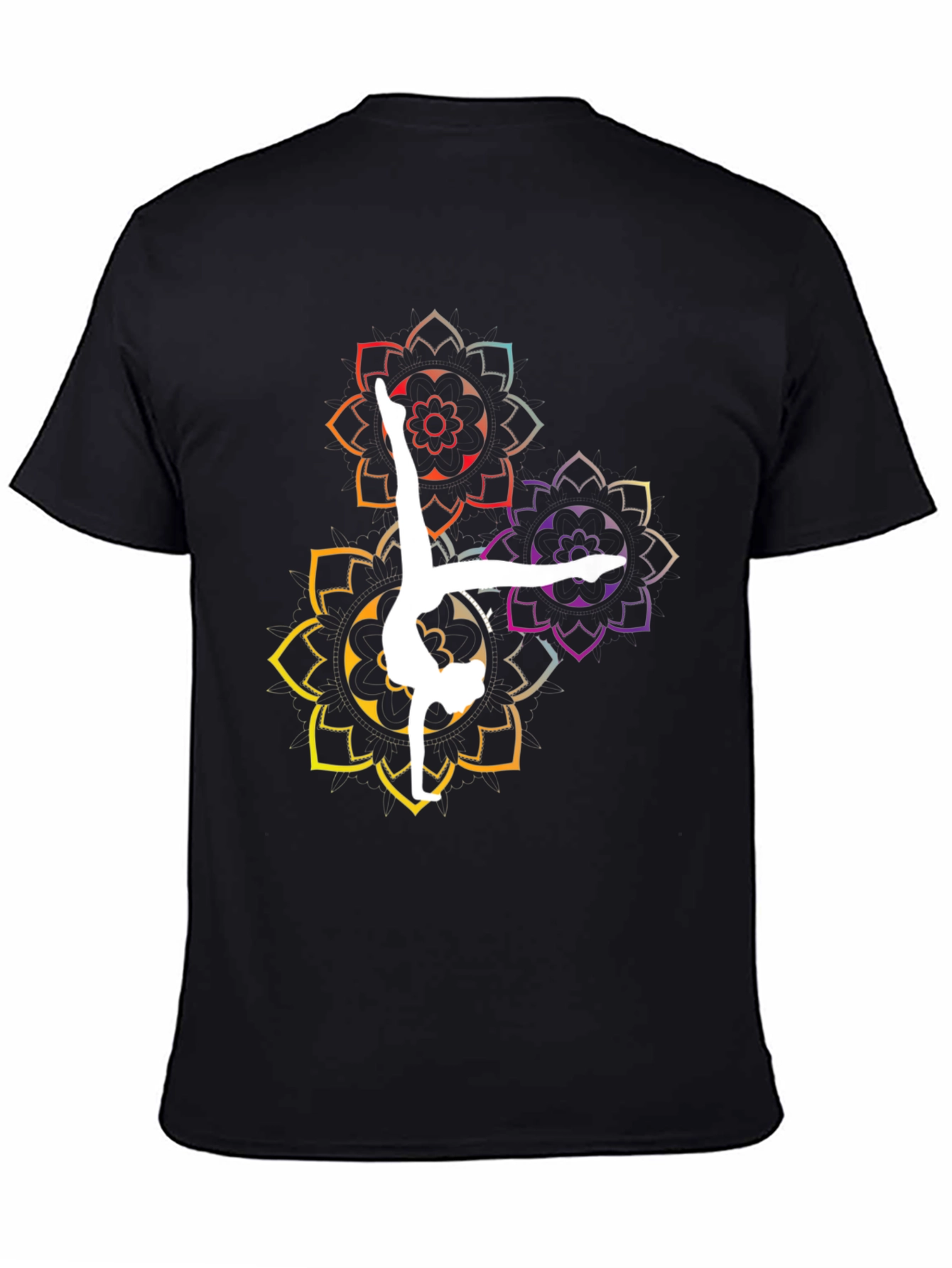 Yoga Mandala Graphic Tee - Black Cotton Blend