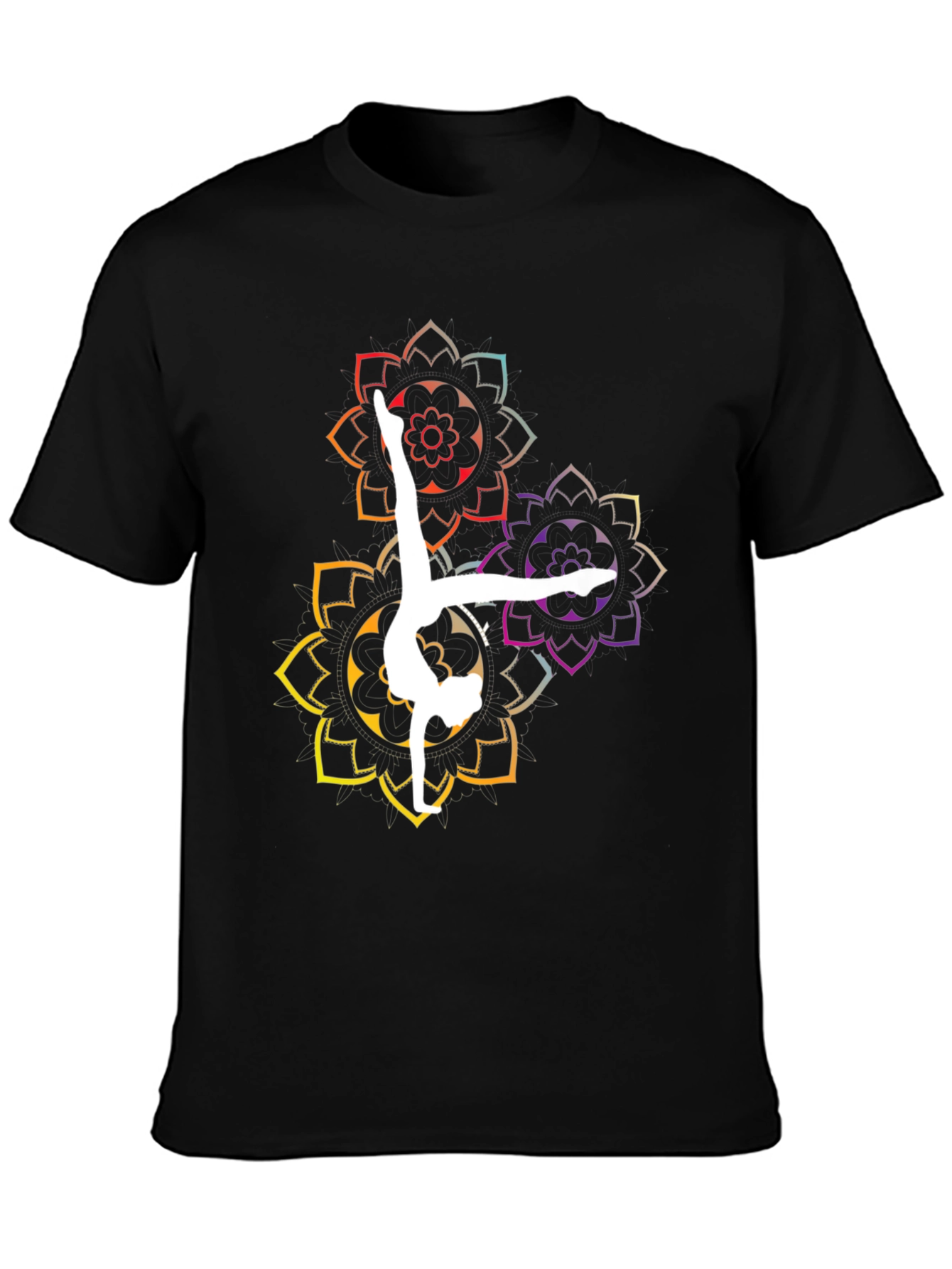 Yoga Mandala Graphic Tee - Black Cotton Blend