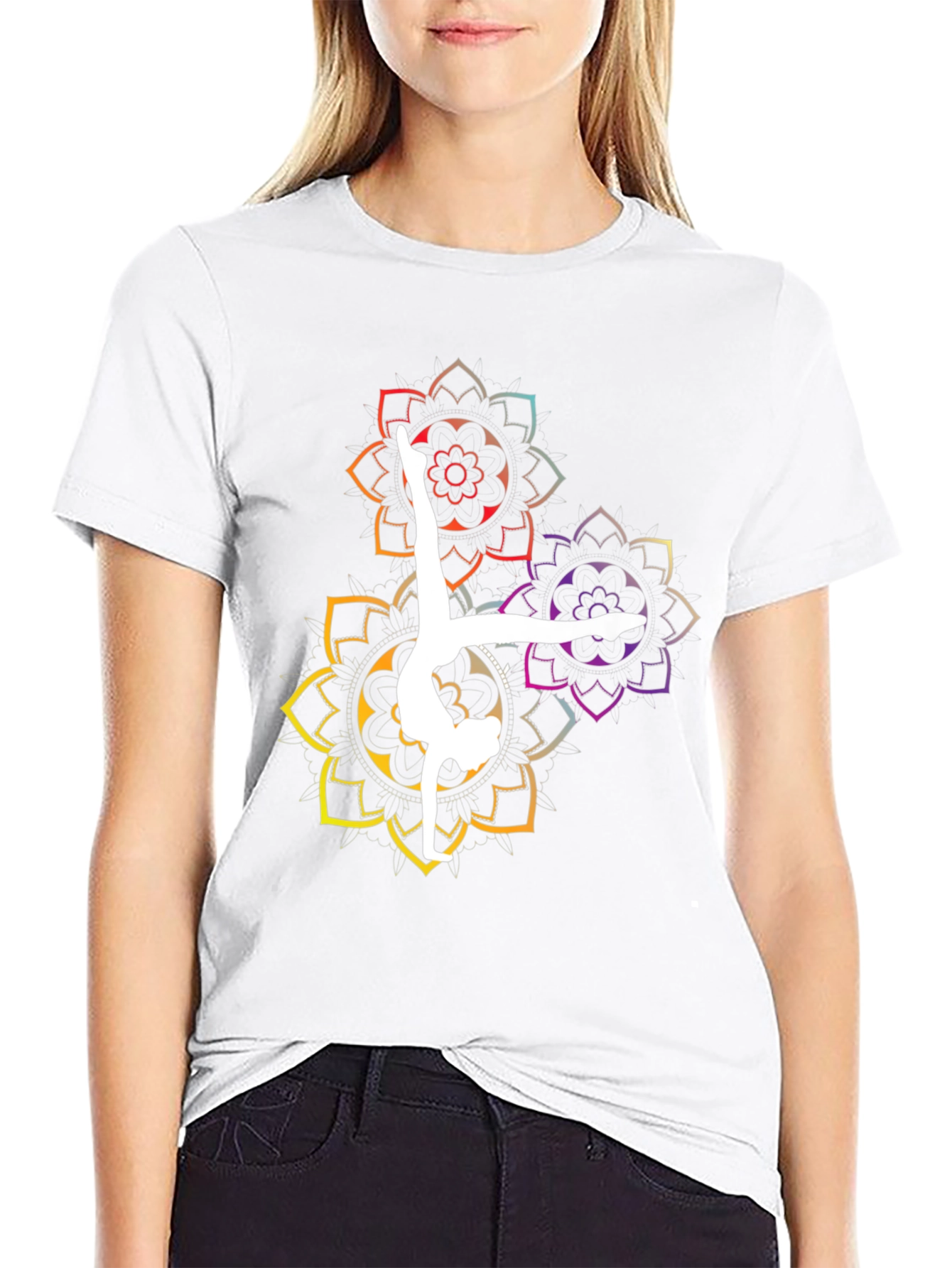 Yoga Mandala Graphic Tee - Black Cotton Blend